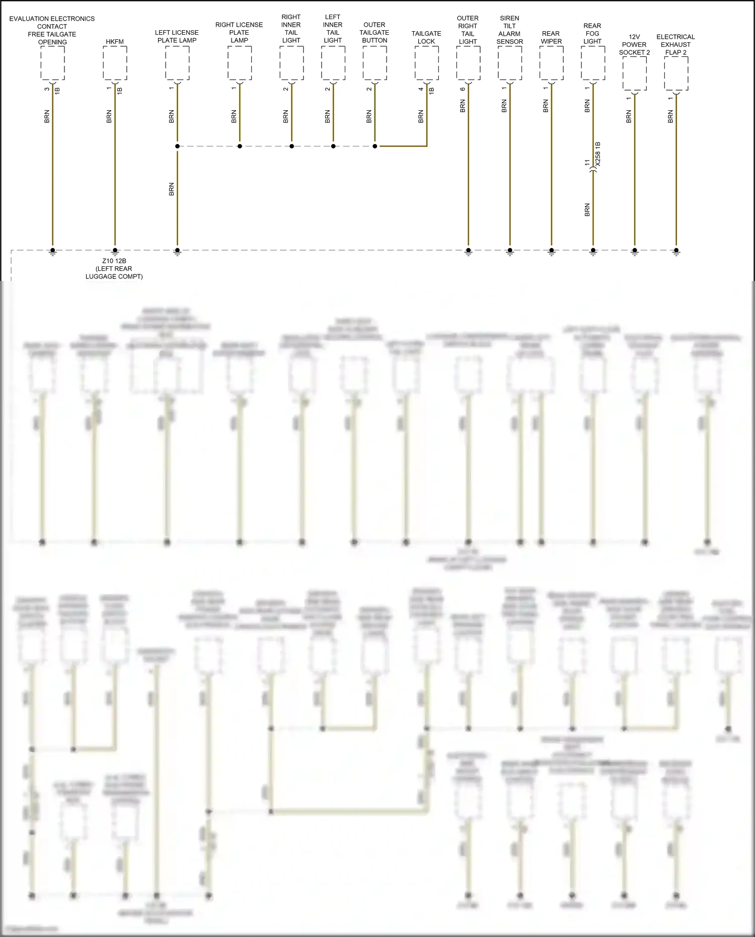 Wiring diagram driver's side rear power window control electronics for BMW X5 G05 (2018-2023) (1 of 1)