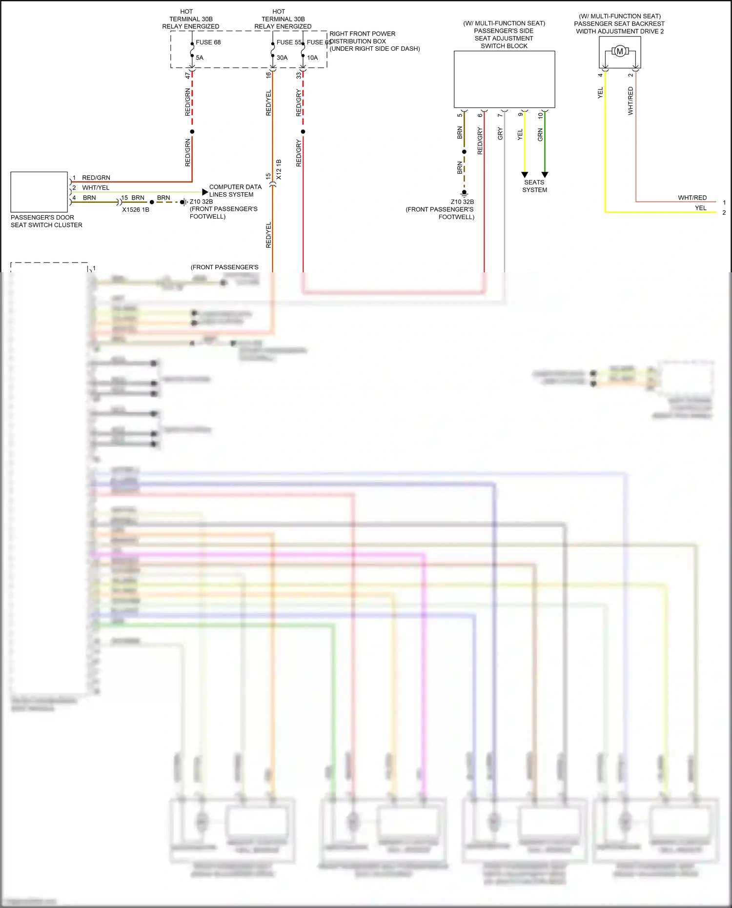 Wiring diagram front passenger's seat module for BMW X5 G05 (2018-2023) (1 of 2)