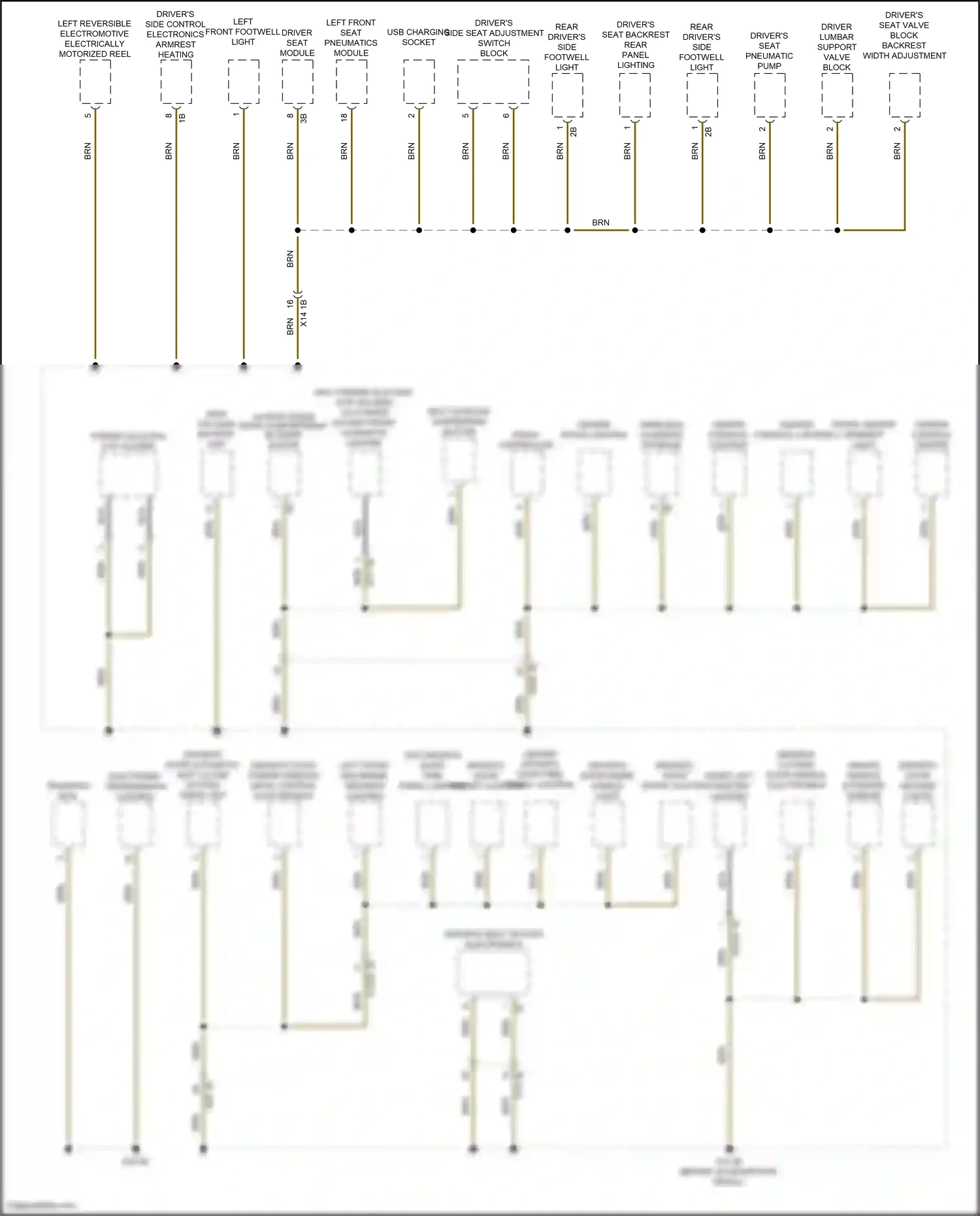 Wiring diagram left front mid- range speaker lighting for BMW X5 G05 (2018-2023) (1 of 2)