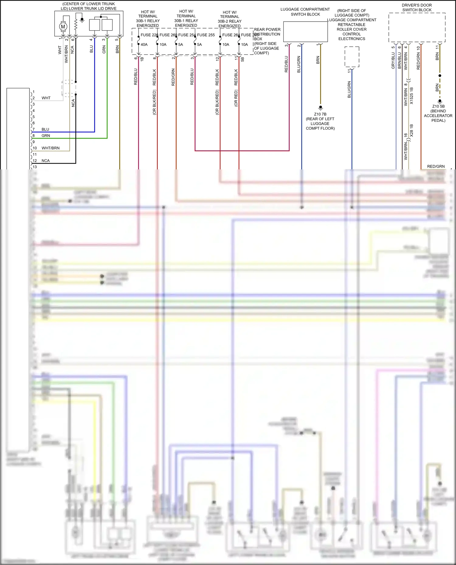 Wiring diagram left soft-close automatic lower trunk lid for BMW X5 G05 (2018-2023) (4 of 4)