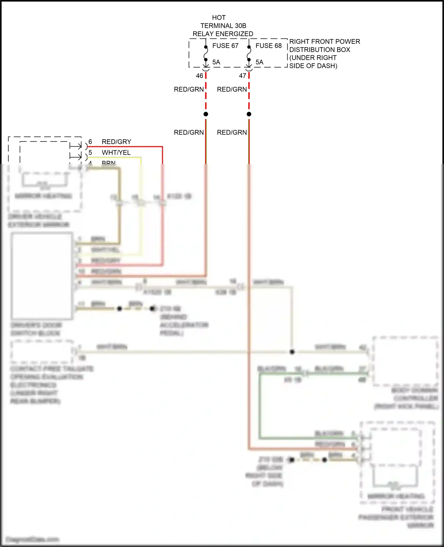 Wiring diagram mirror heating for BMW X5 G05 (2018-2023) (1 of 2)