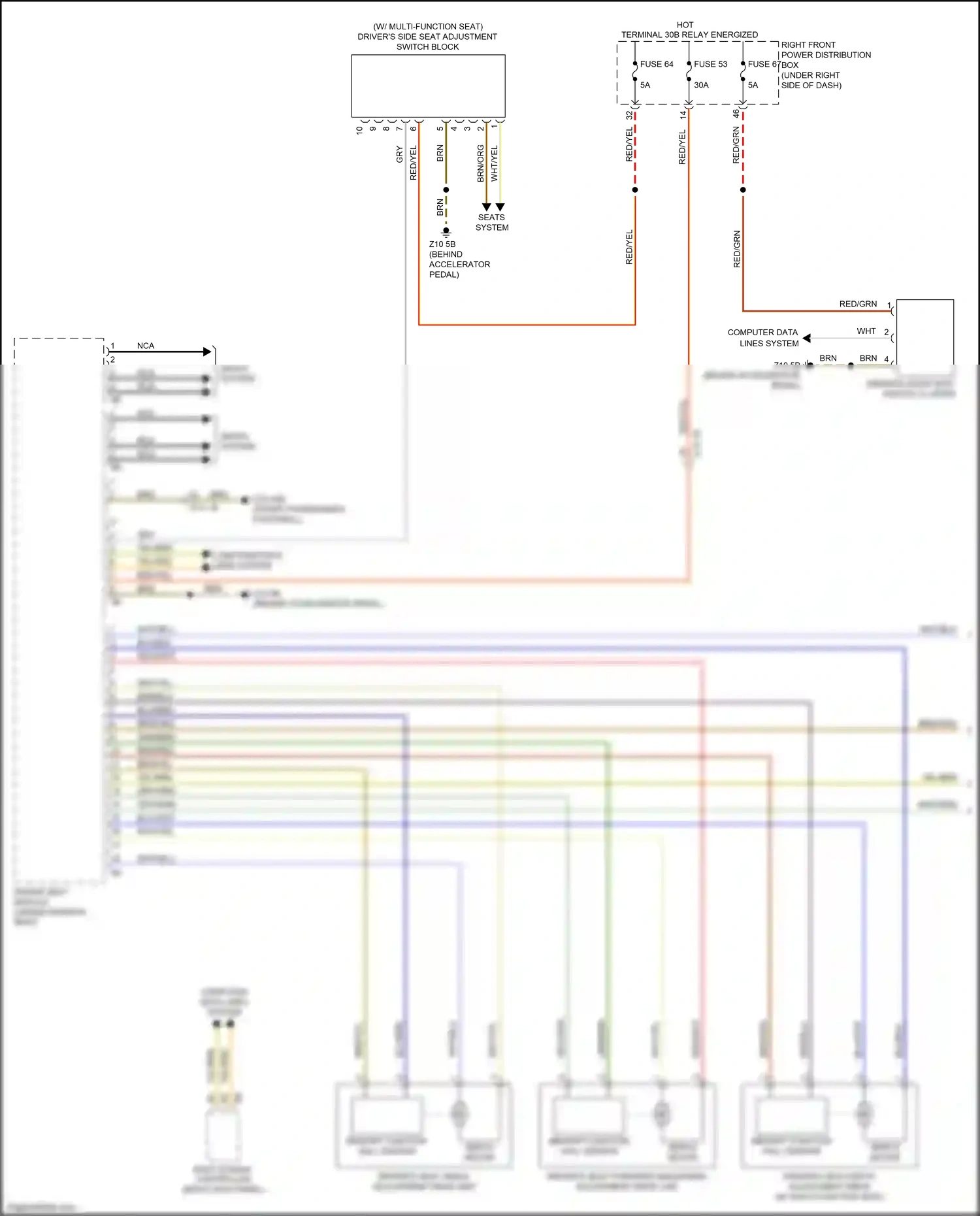 Wiring diagram w/ multi- function seat for BMW X5 G05 (2018-2023) (1 of 5)