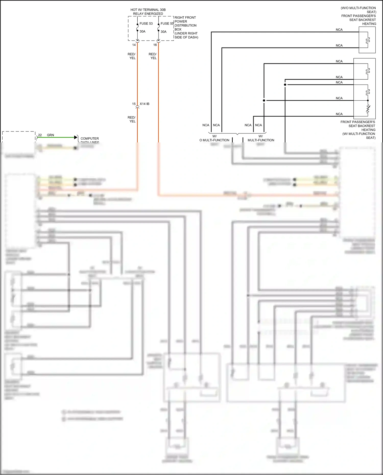 Wiring diagram w/o extendable thigh support for BMW X5 G05 (2018-2023) (1 of 2)