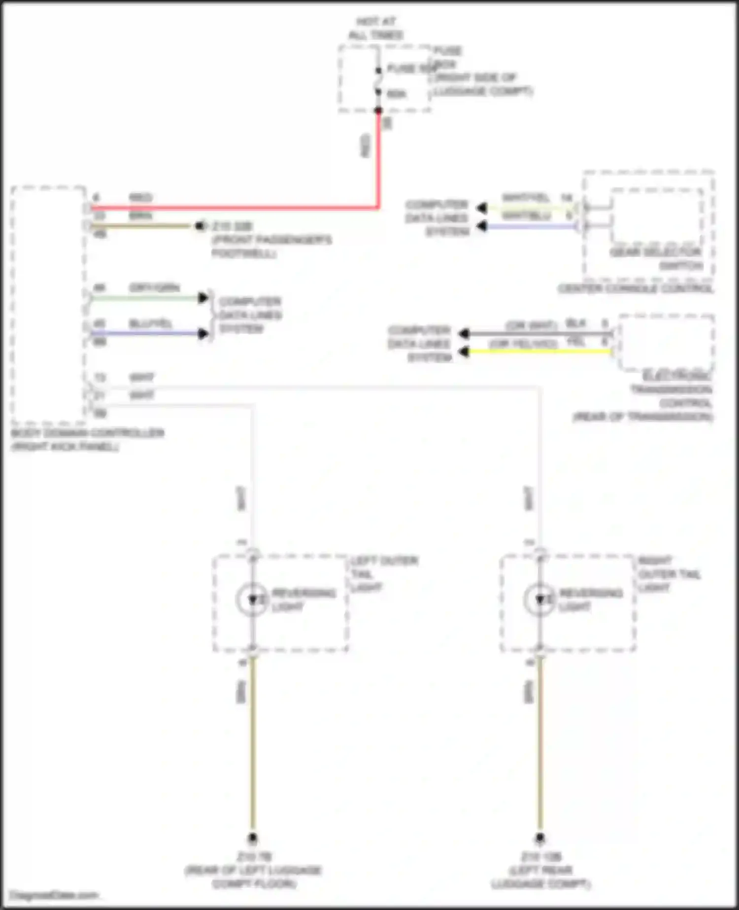 X5 BMW G18 facelift (2023-2024): Backup lamps circuit