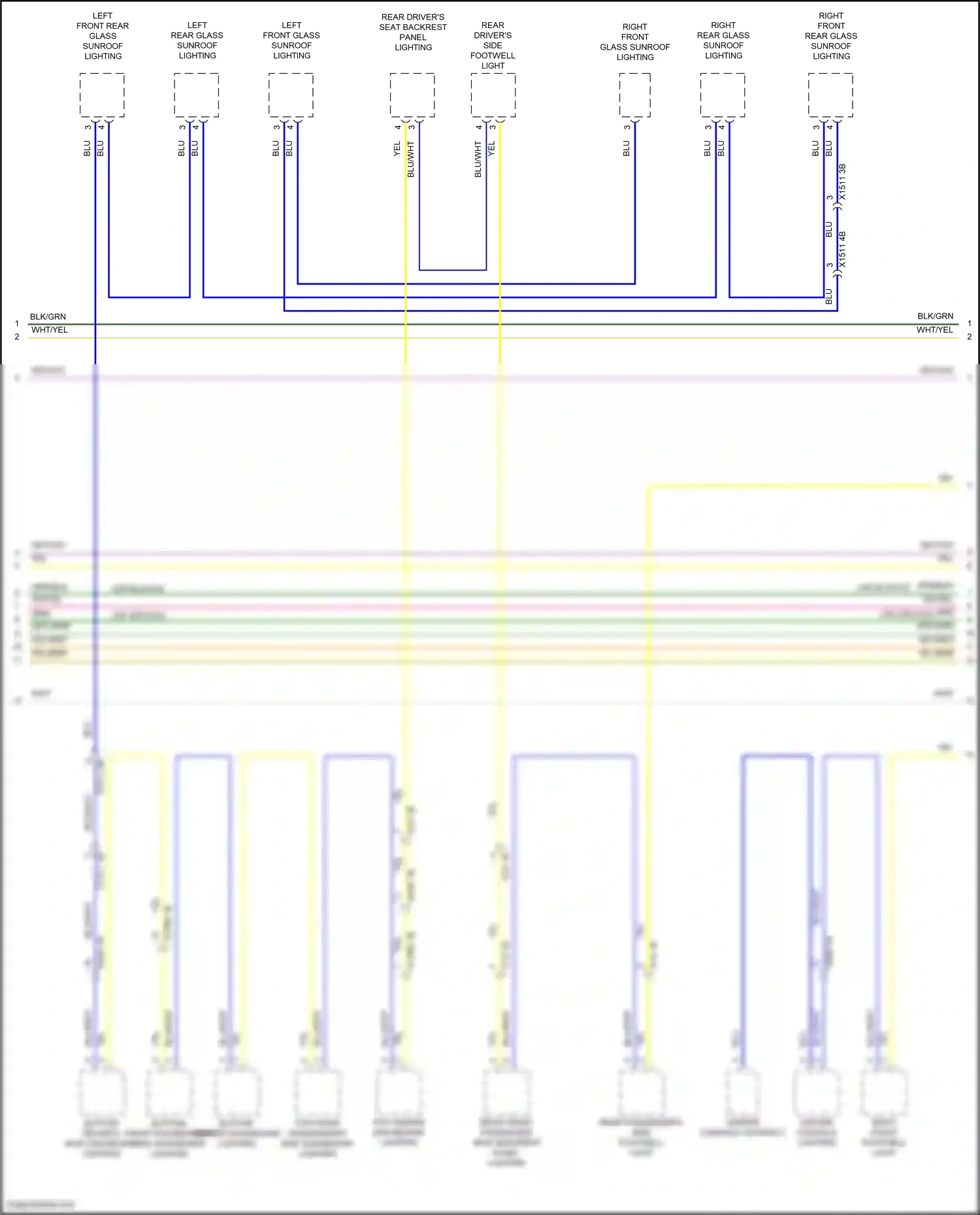 Wiring diagram bottom front passenger's side dashboard lighting for BMW X5 G18 facelift (2023-2024) (3 of 4)