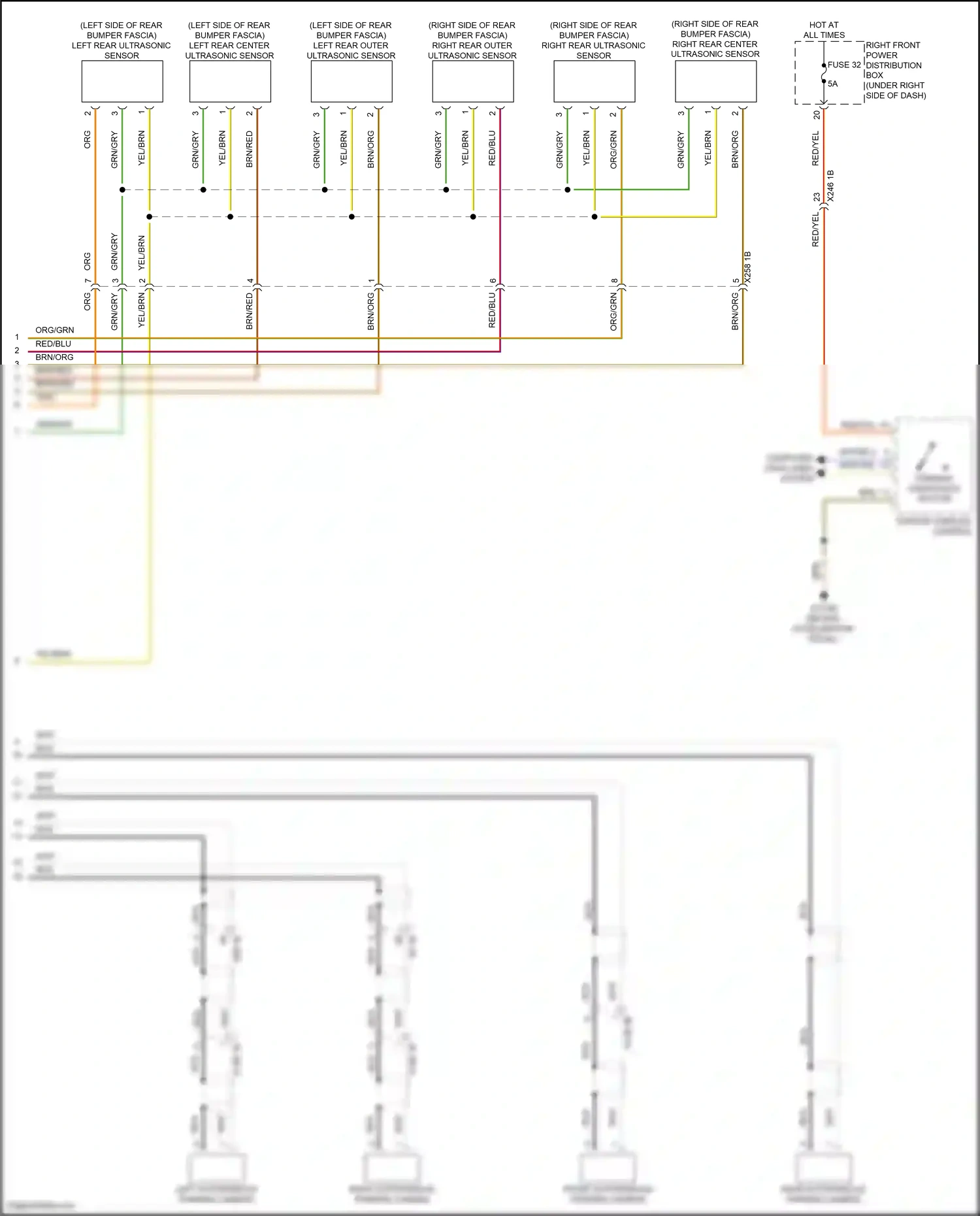 BMW X5 G18 (2022-2023) left rear outer ultrasonic sensor wiring diagram  (2 of 3)