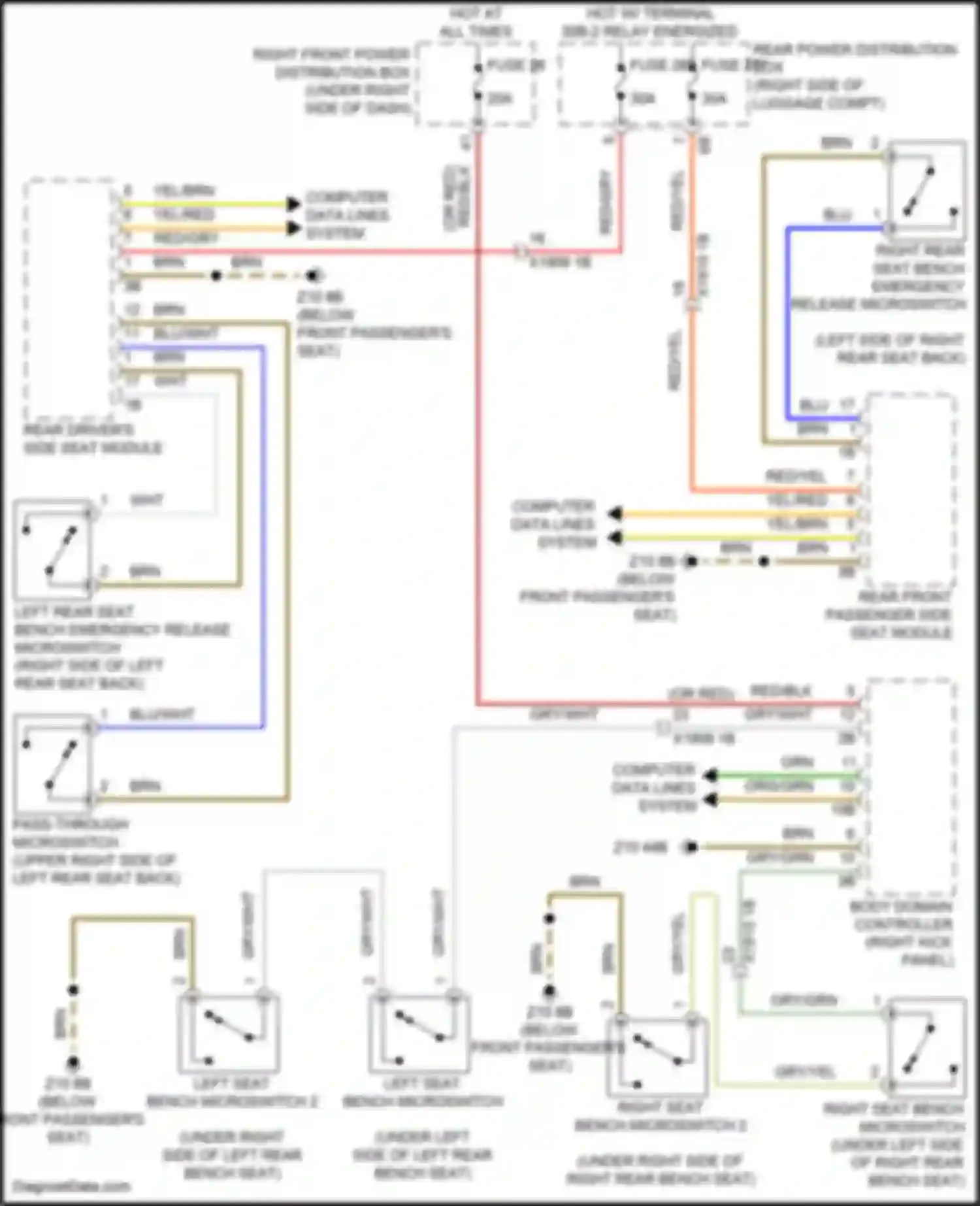 Wiring diagram right seat bench microswitch 2 for BMW X5 G18 (2022-2023) (3 of 3)