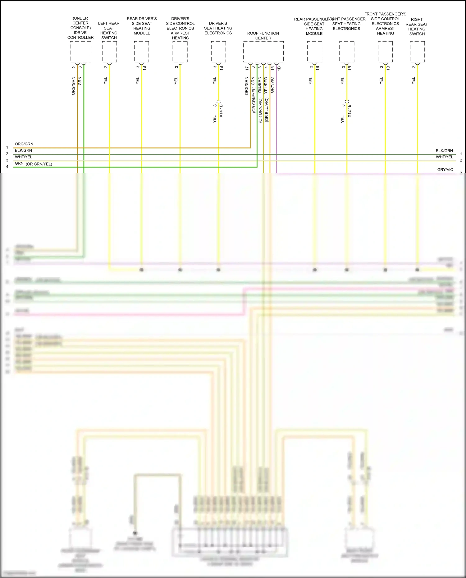 BMW X6 M F96 facelift (2023-2024) driver's side control electronics armrest heating wiring diagram  (3 of 4)