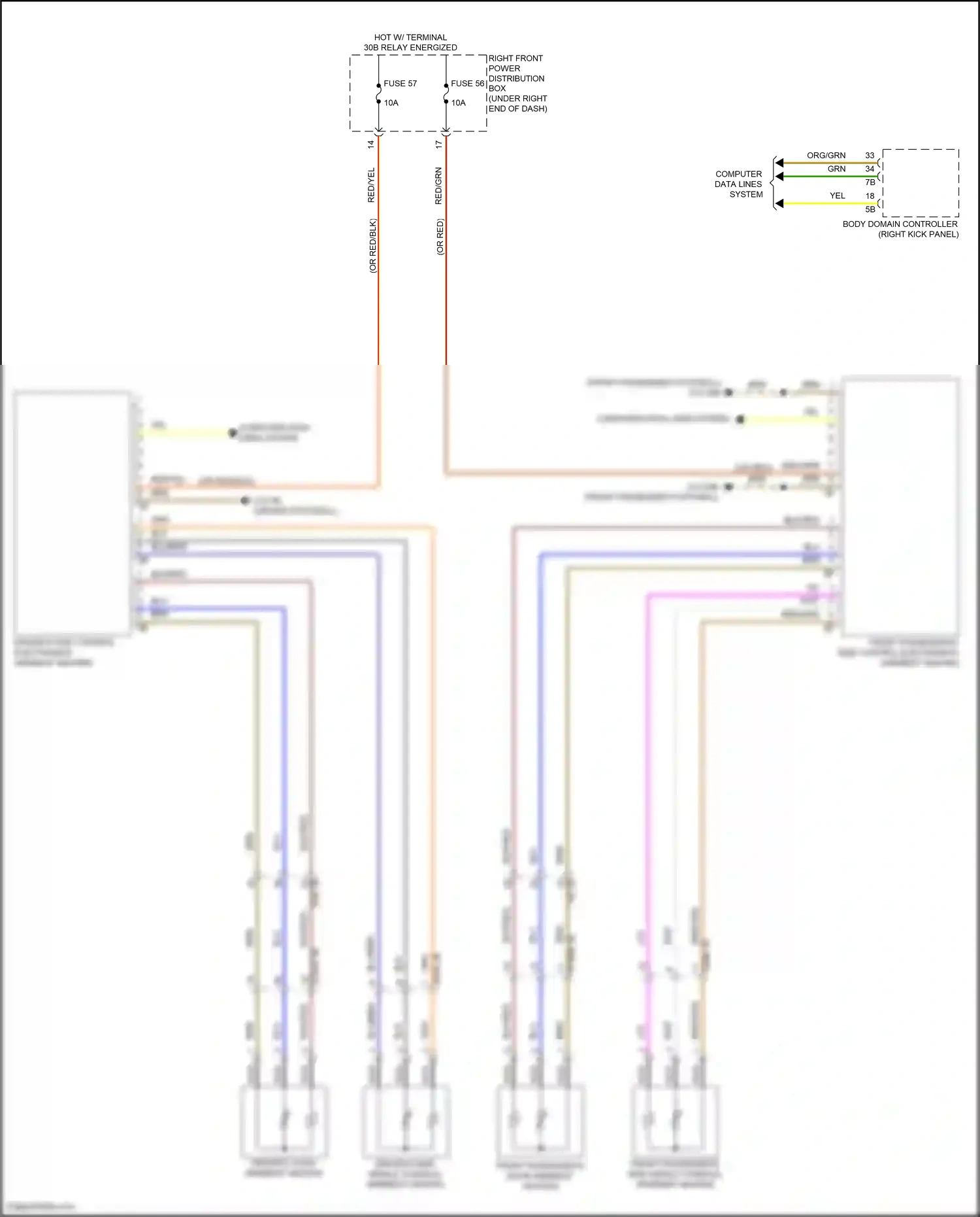 BMW X6 M F96 facelift (2023-2024) front passenger's side control electronics armrest heating wiring diagram  (1 of 4)