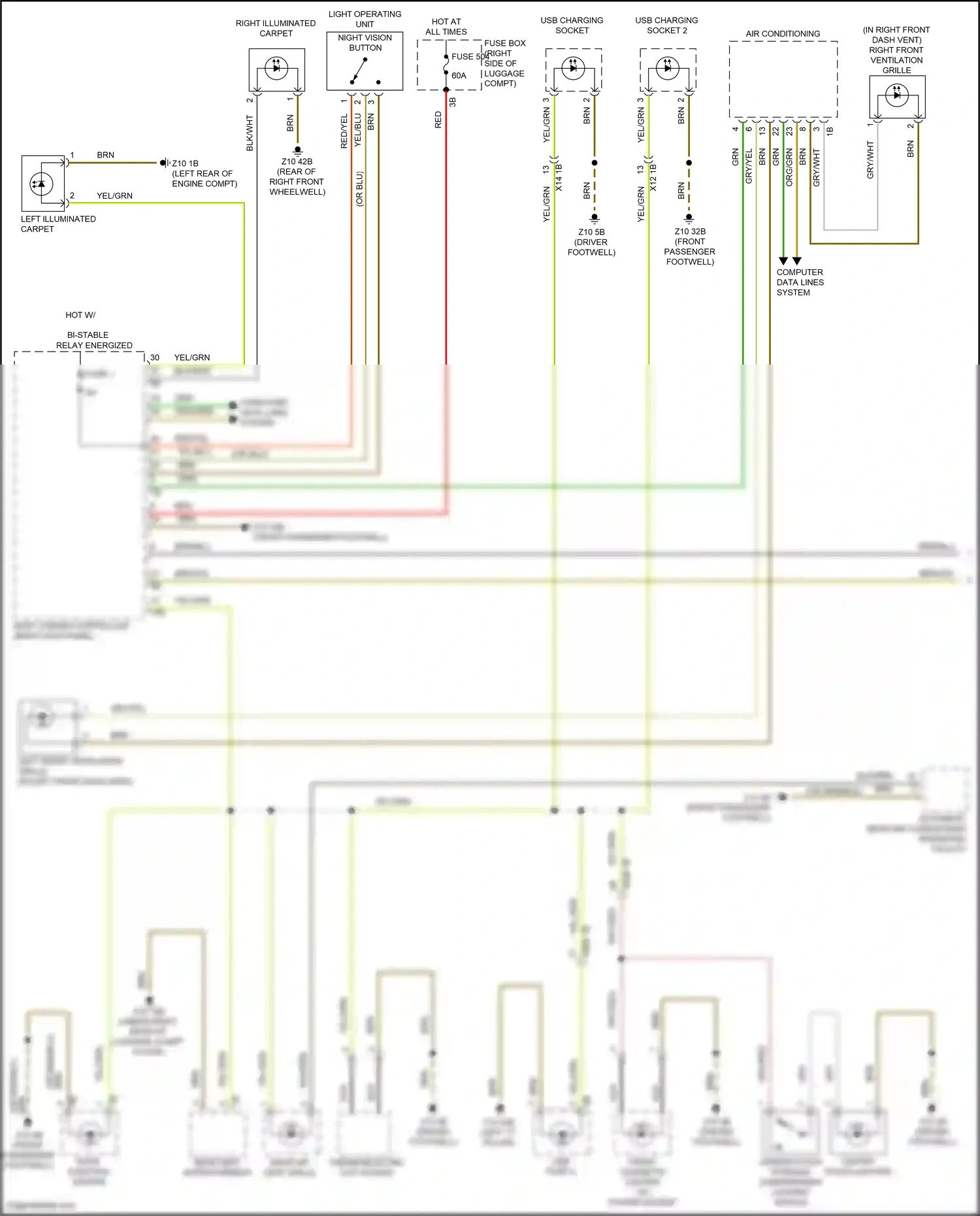BMW X6 M F96 facelift (2023-2024) light operating unit night vision button wiring diagram  (2 of 2)