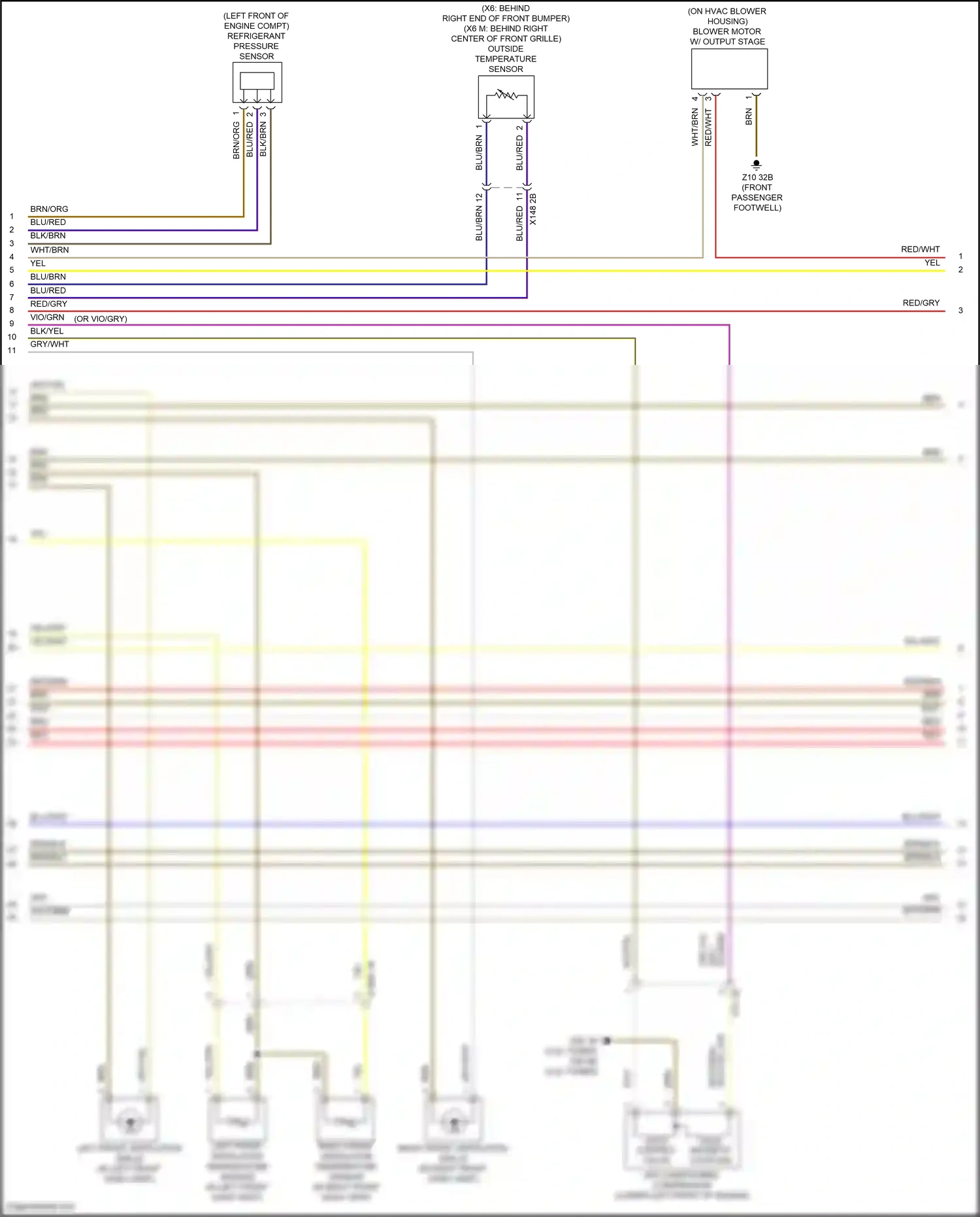 BMW X6 M F96 (2019-2023) right front ventilation temperature sensor wiring diagram  (1 of 2)
