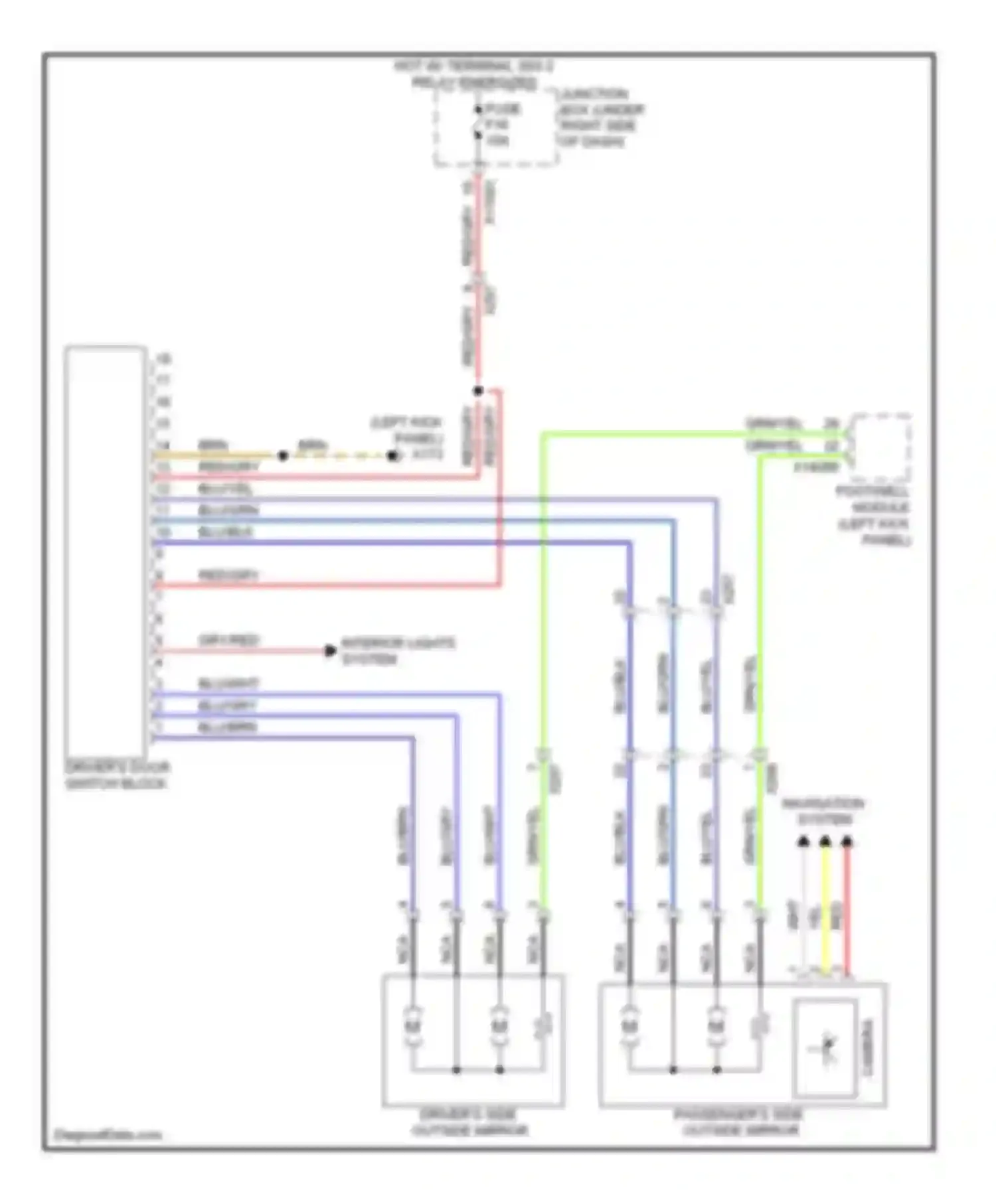 X6 BMW E71 facelift (2012-2014): Memory mirrors circuit, without lin bus function