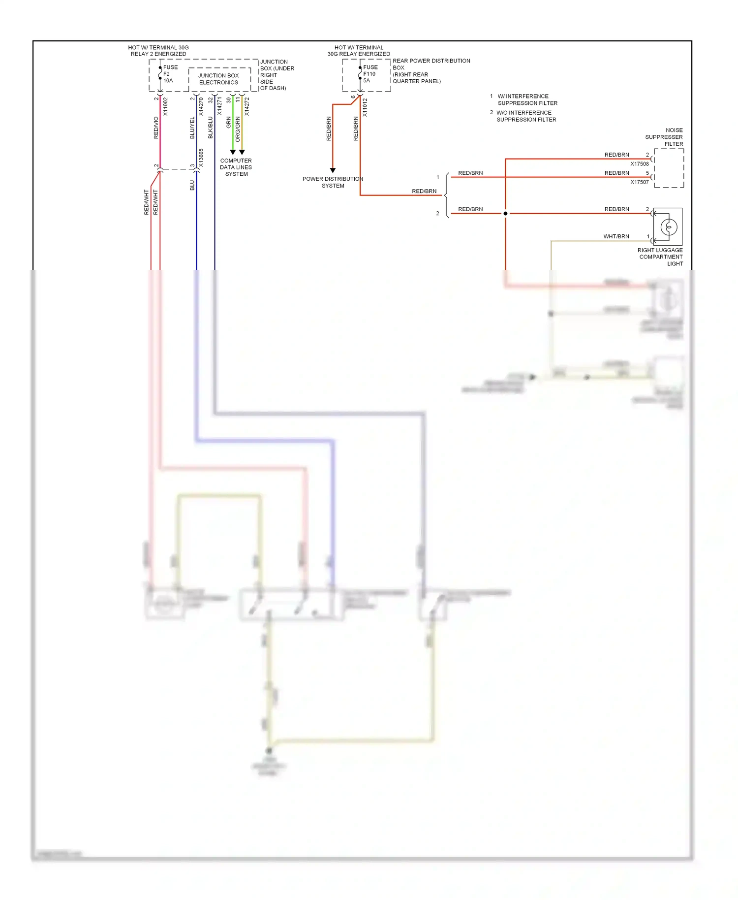 Wiring diagram left luggage compartment light for BMW X6 E71 facelift (2012-2014) (1 of 1)
