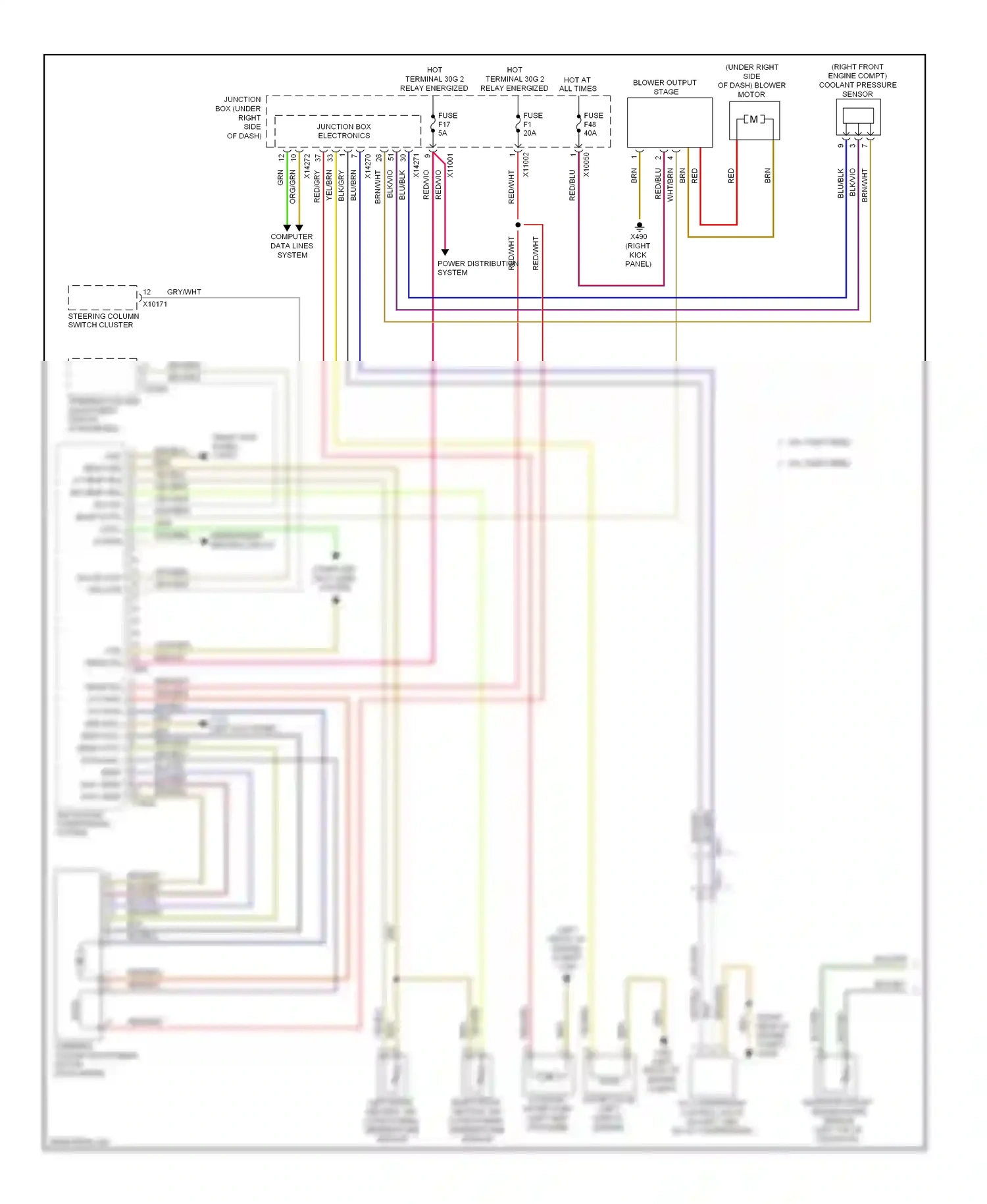 BMW X6 E71 facelift (2012-2014) (right front engine compt) coolant pressure sensor wiring diagram  (1 of 1)
