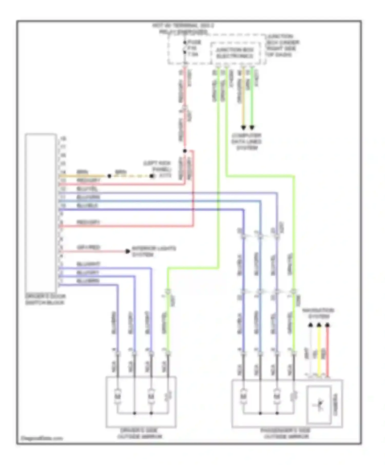 X6 BMW E71 (2007-2012): Memory mirrors circuit, without lin bus function
