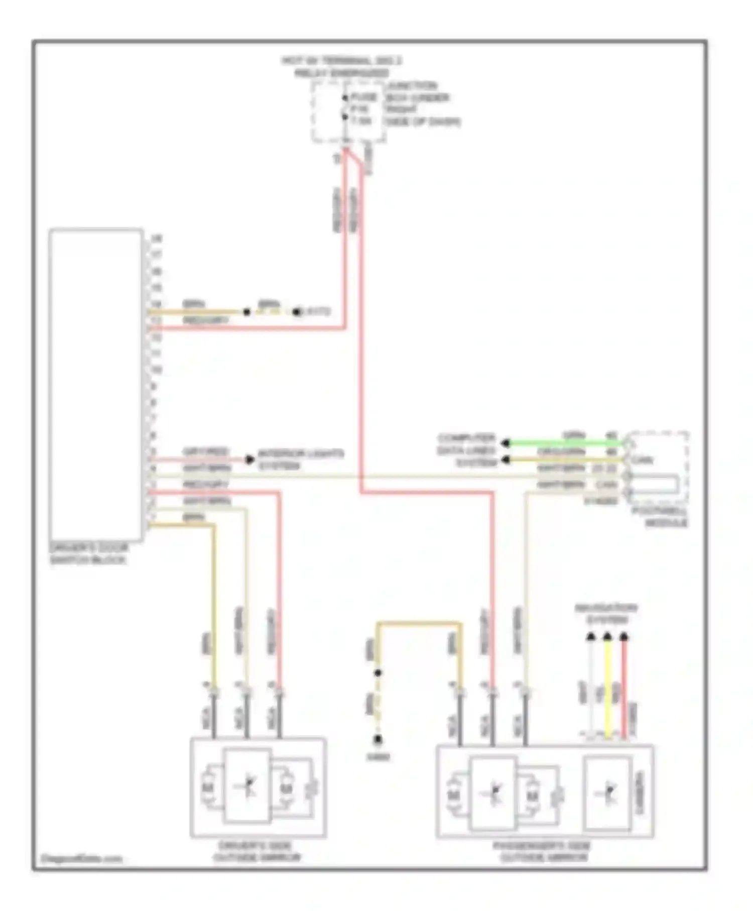X6 BMW E71 (2007-2012): Power mirrors circuit, with lin bus function