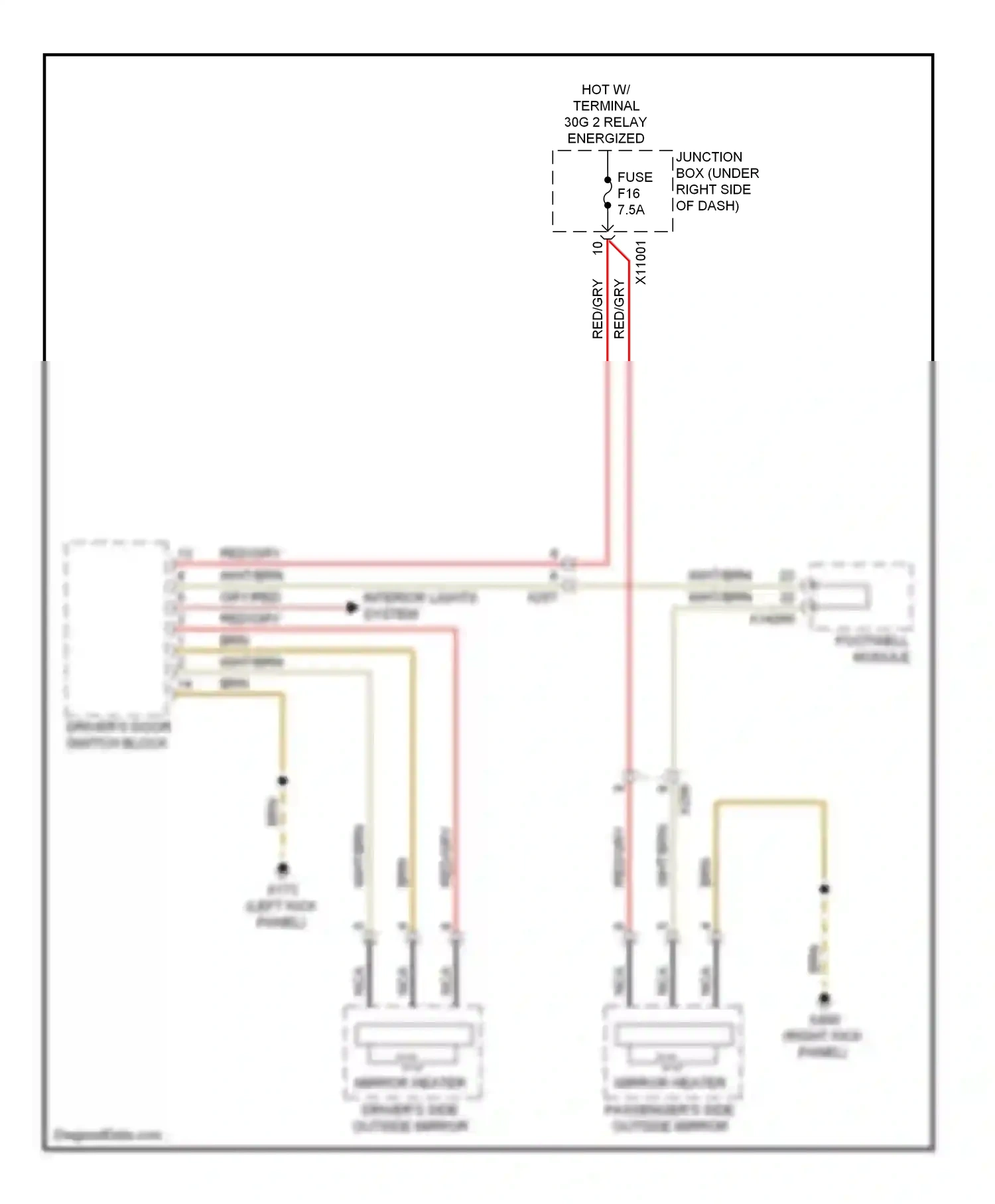 Wiring diagram driver's door switch block for BMW X6 E71 (2007-2012) (1 of 8)