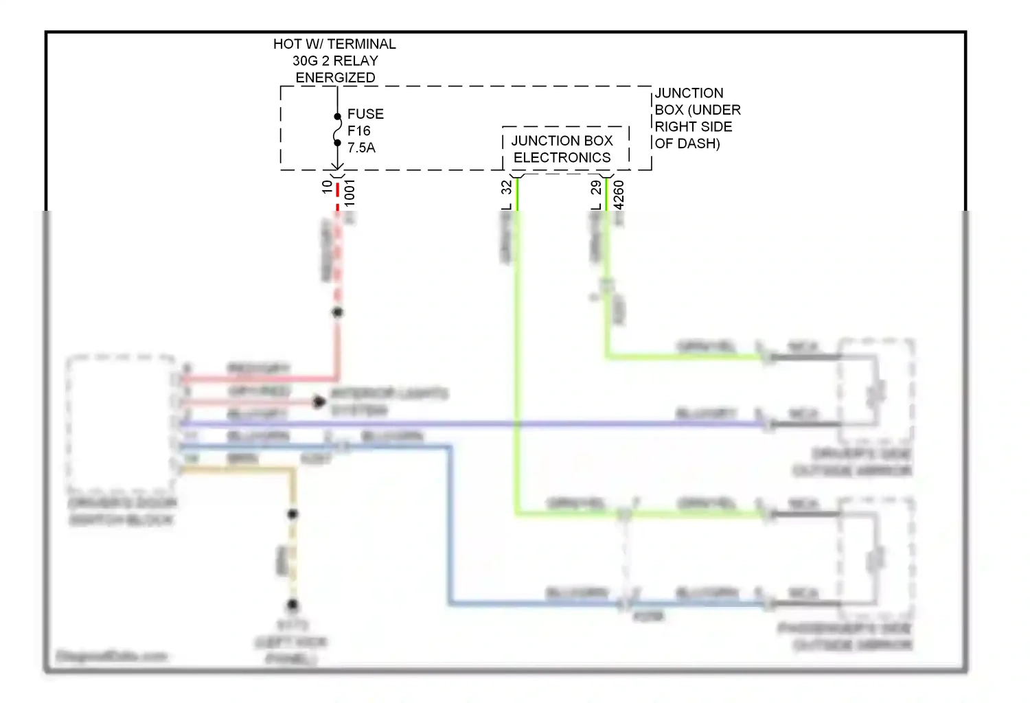 Wiring diagram driver's door switch block for BMW X6 E71 (2007-2012) (2 of 8)