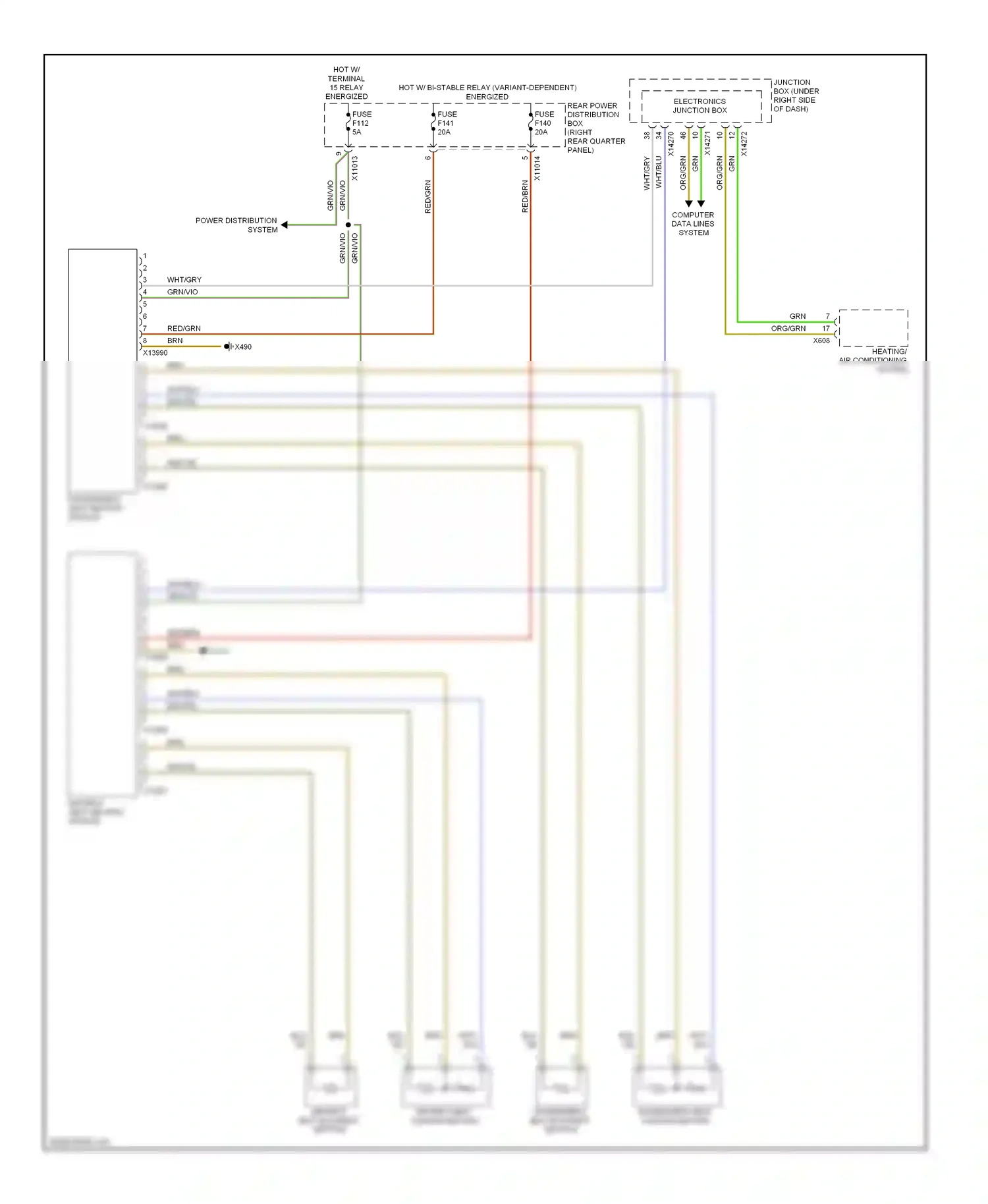 Wiring diagram driver's seat backrest heating for BMW X6 E71 (2007-2012) (3 of 4)