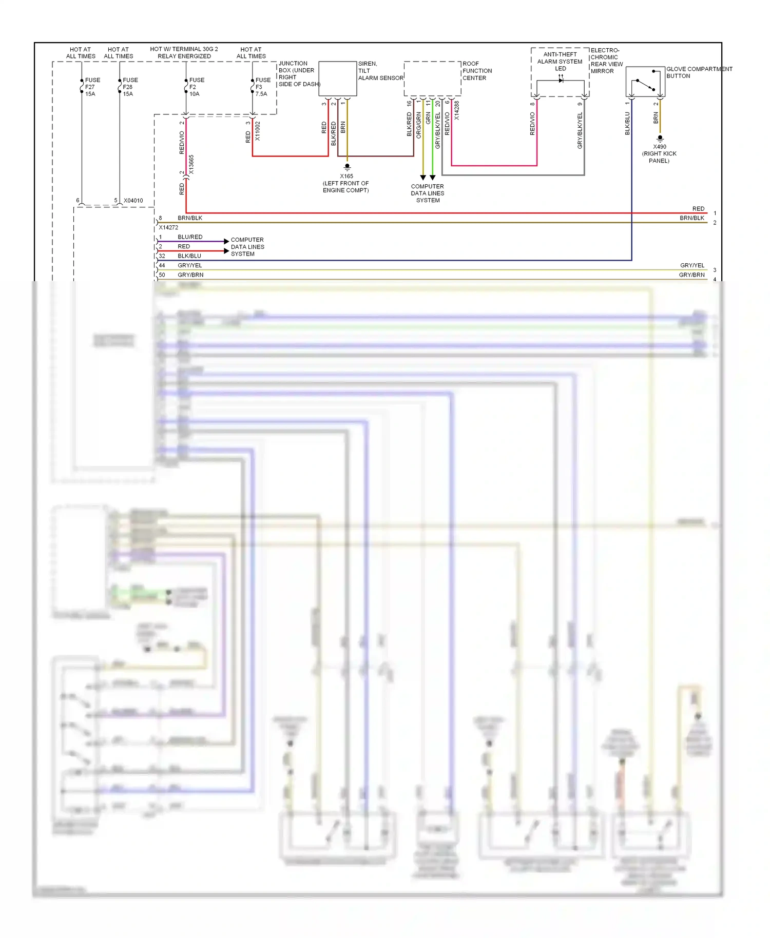 Wiring diagram footwell module for BMW X6 E71 (2007-2012) (11 of 23)