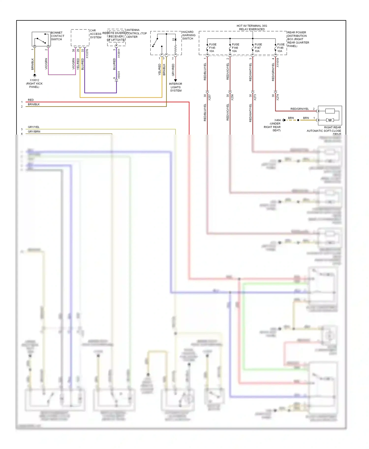 Wiring diagram hazard warning switch for BMW X6 E71 (2007-2012) (1 of 4)
