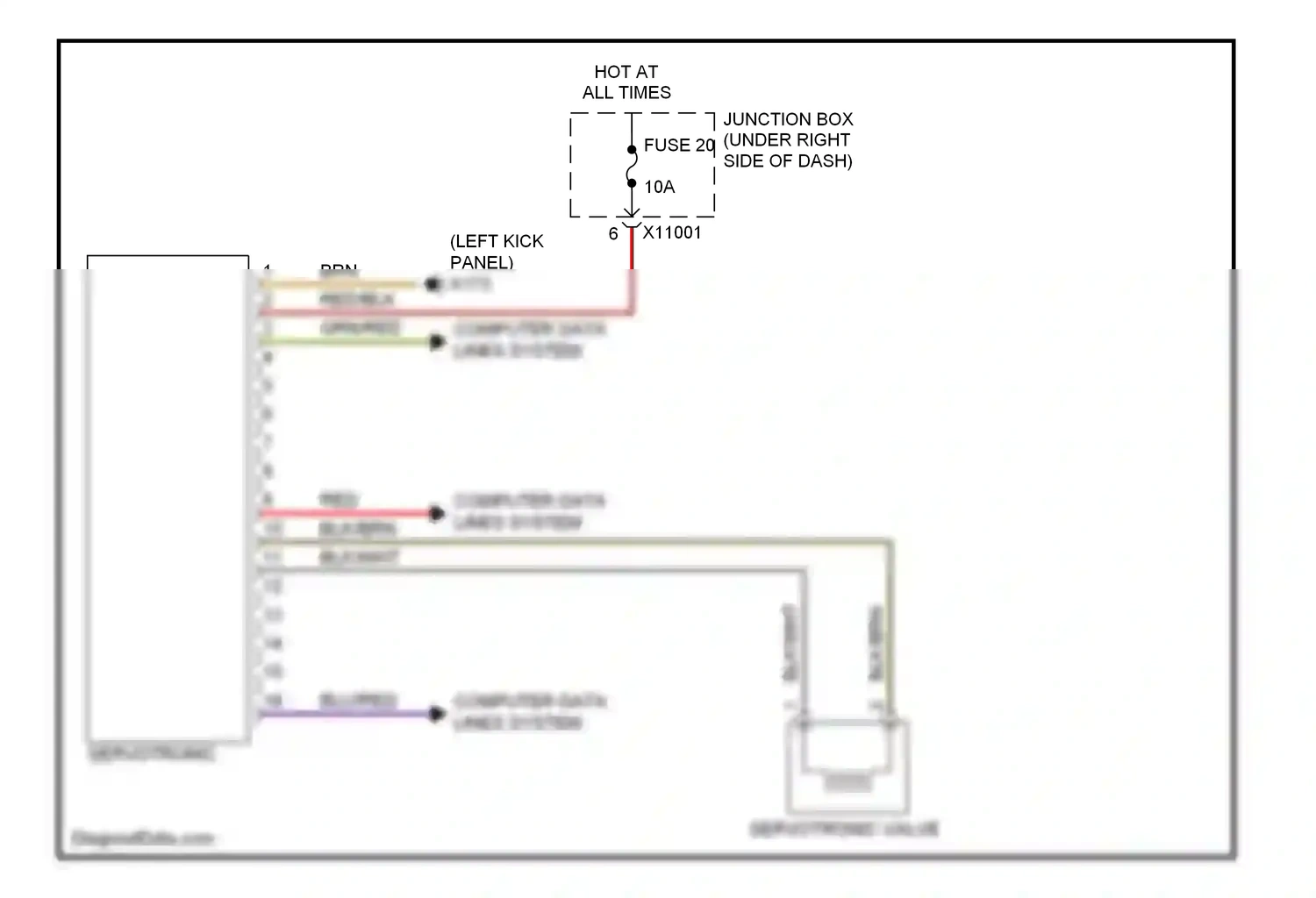BMW X6 E71 (2007-2012) (left kick panel) wiring diagram  (50 of 53)