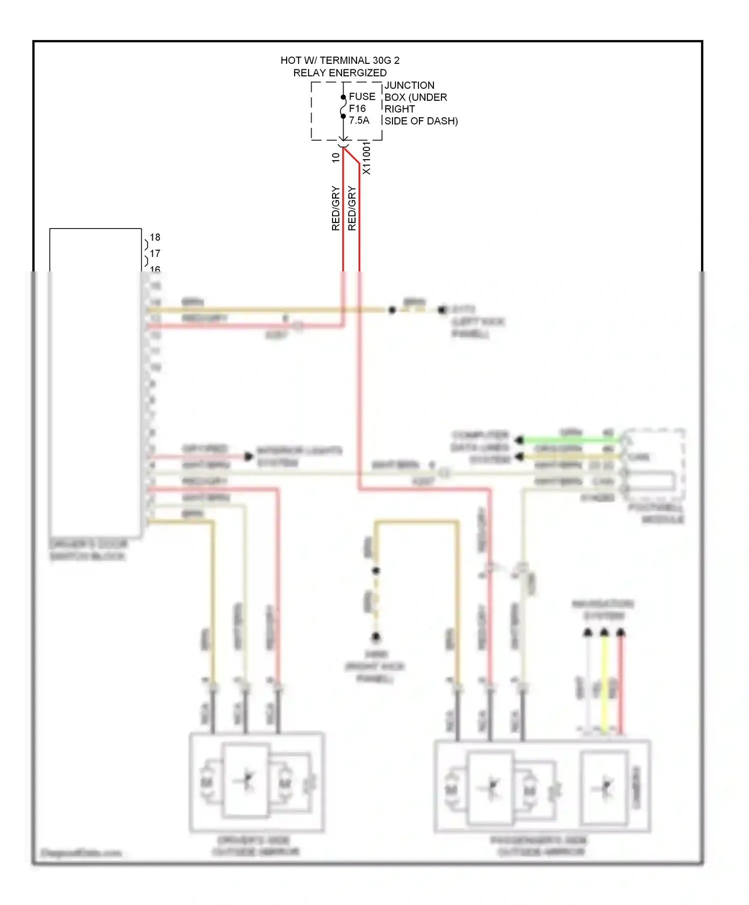 BMW X6 E71 (2007-2012) (left kick panel) wiring diagram  (46 of 53)