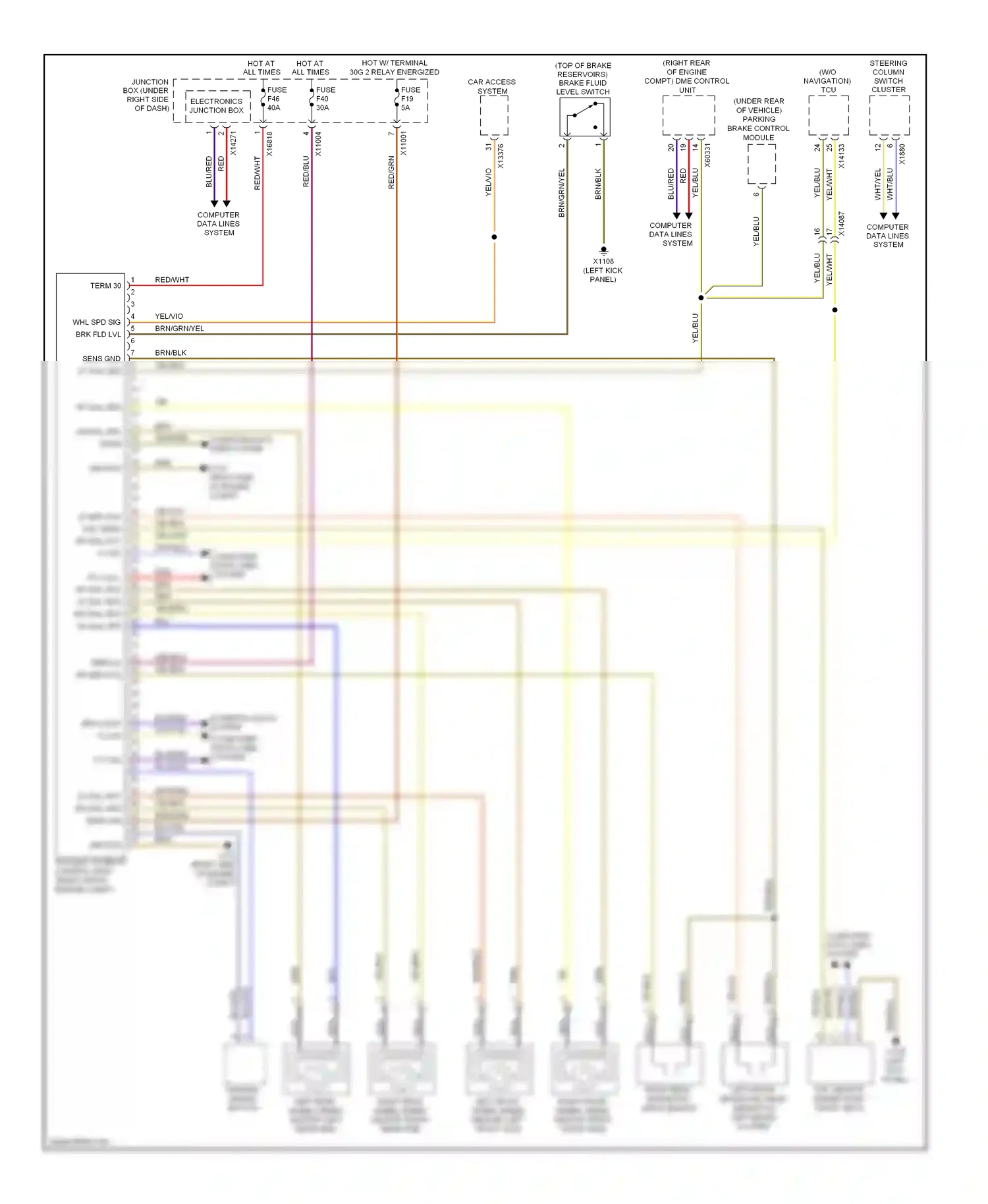 BMW X6 E71 (2007-2012) (left kick panel) wiring diagram  (3 of 53)