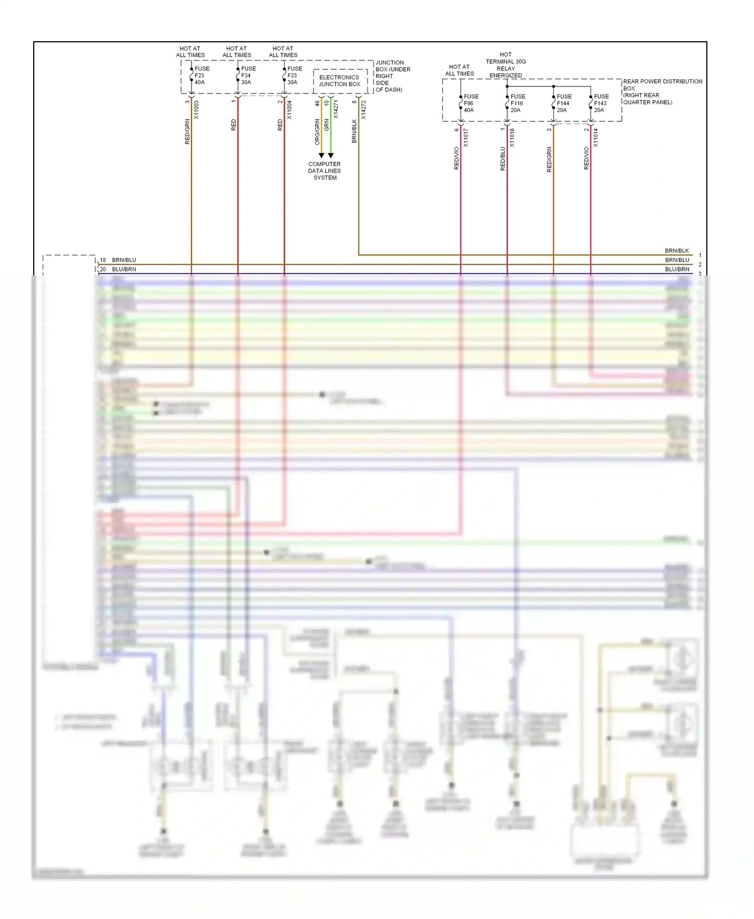 Wiring diagram left license plate light for BMW X6 E71 (2007-2012) (1 of 2)