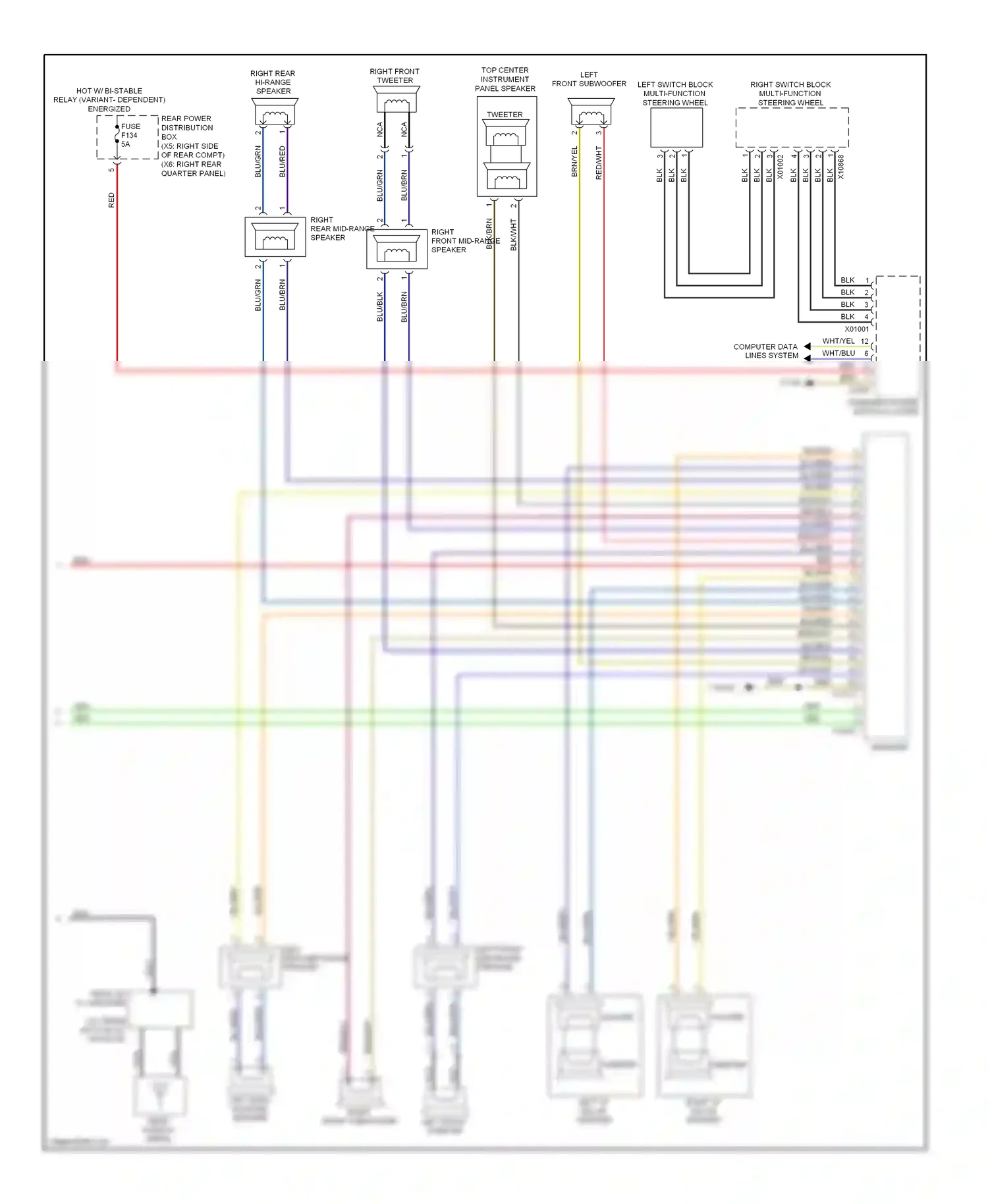 Wiring diagram left switch block multi-function steering wheel for BMW X6 E71 (2007-2012) (6 of 6)