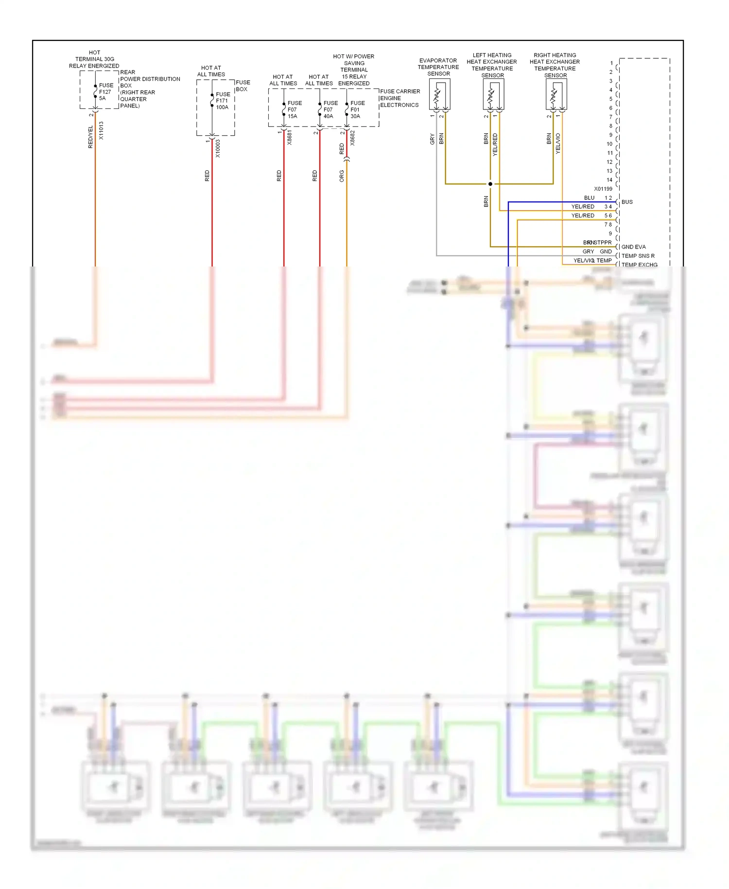 Wiring diagram left ventilation flap motor for BMW X6 E71 (2007-2012) (1 of 1)