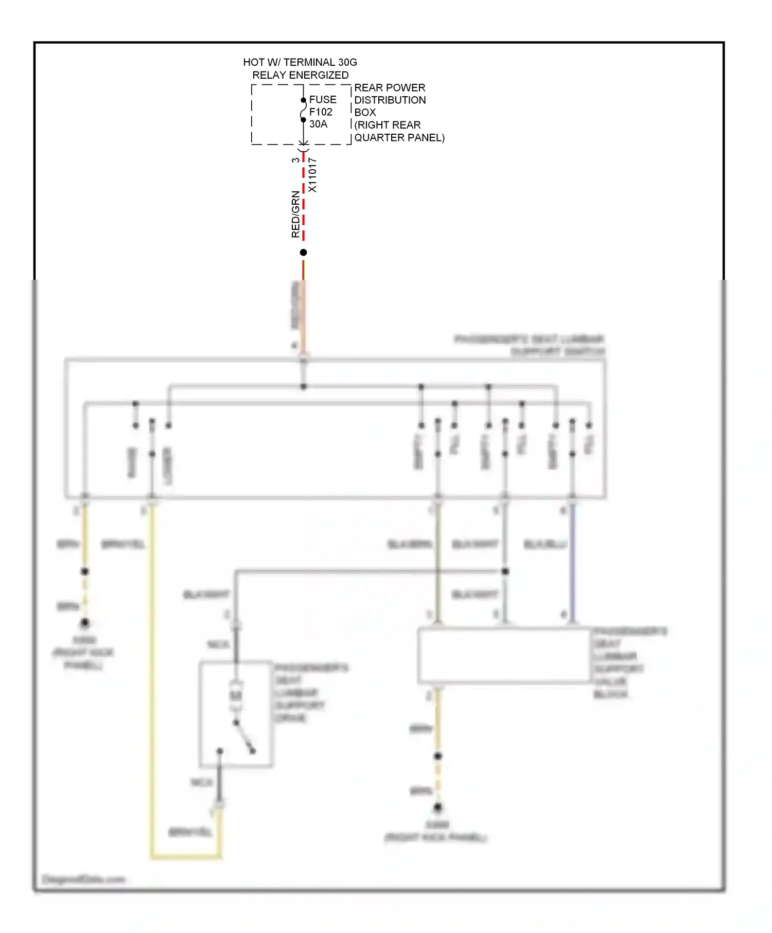 Wiring diagram passenger's seat lumbar support switch for BMW X6 E71 (2007-2012) (1 of 1)