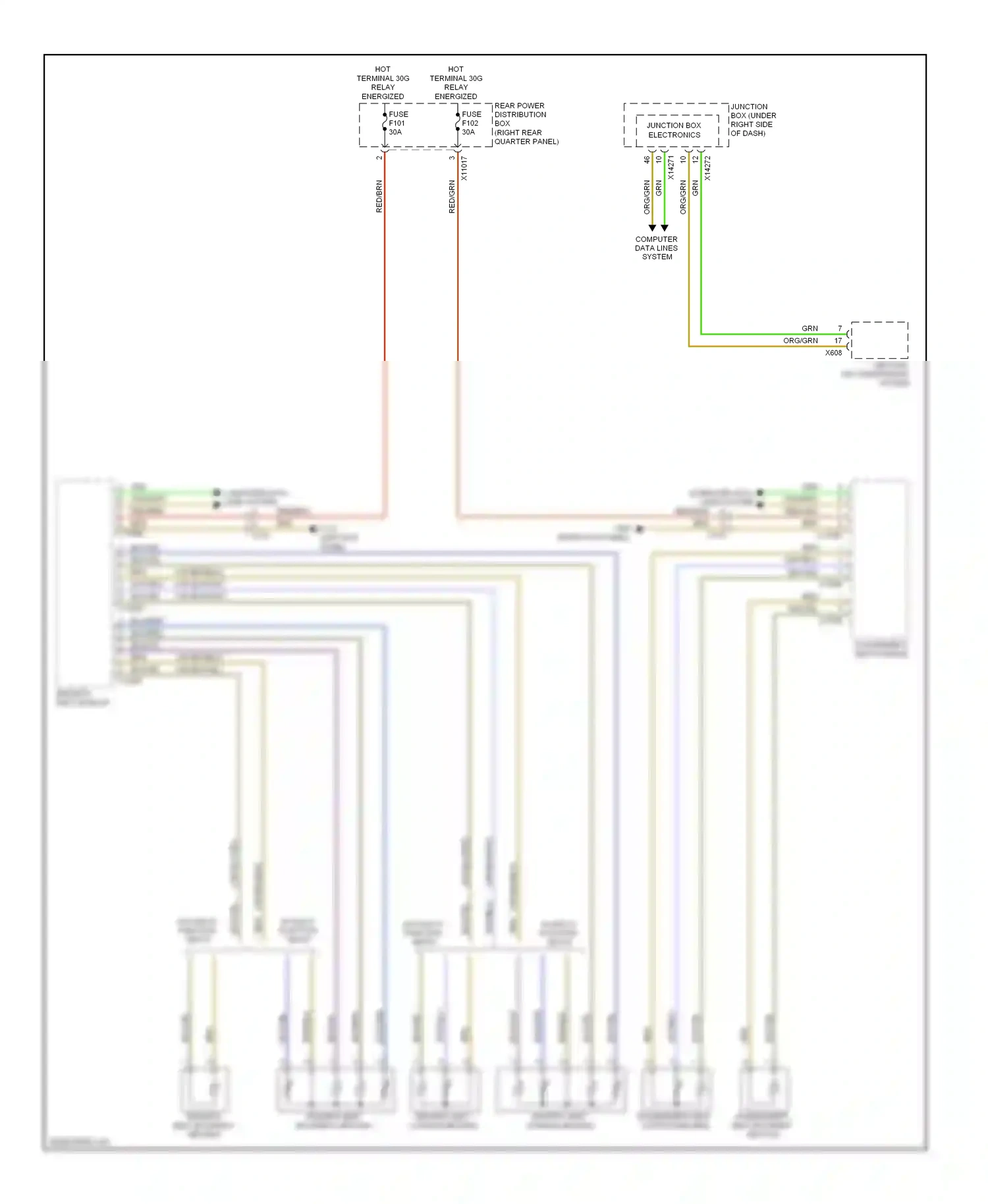Wiring diagram passenger's seat module for BMW X6 E71 (2007-2012) (3 of 8)