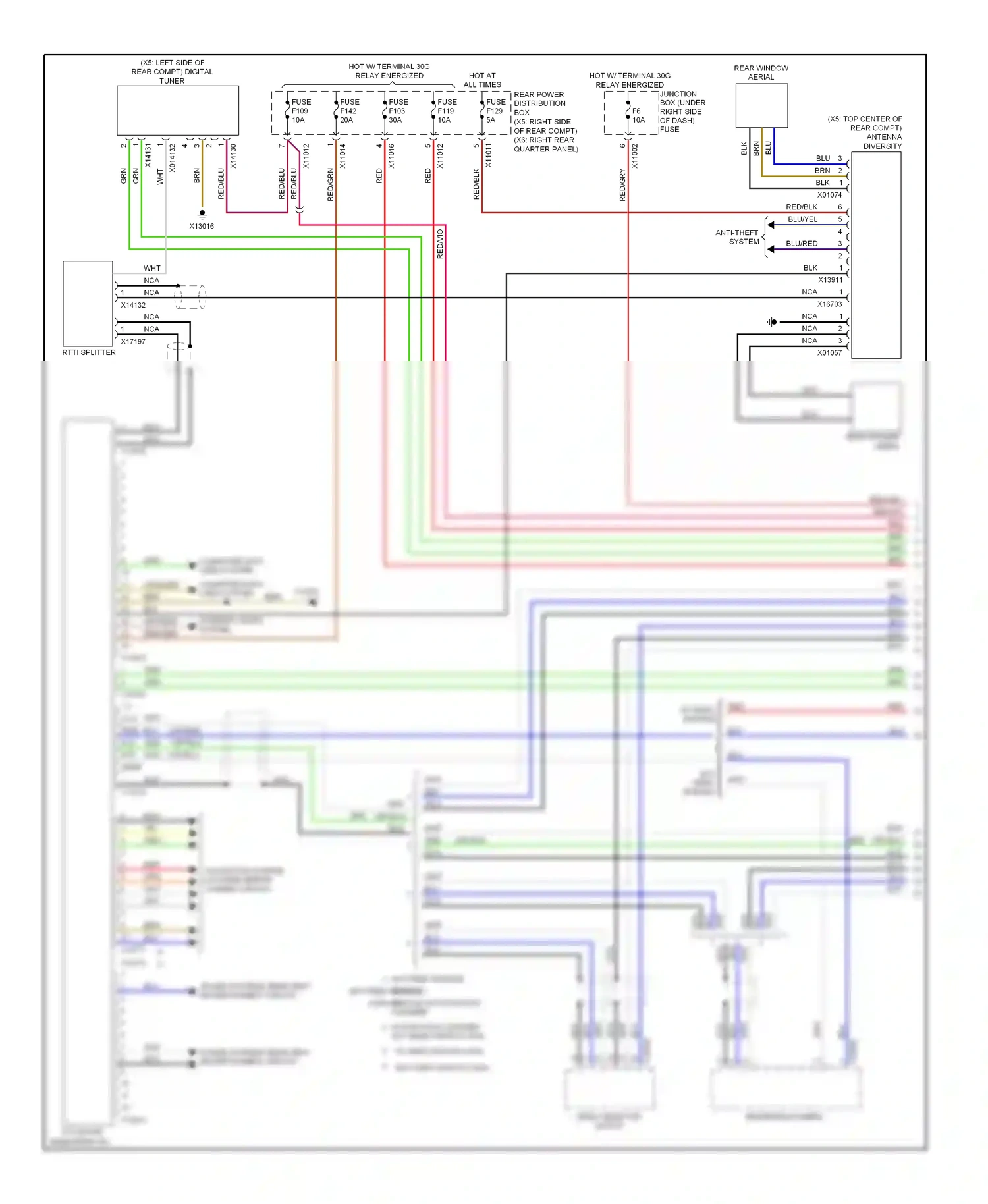 Wiring diagram rear compt) antenna for BMW X6 E71 (2007-2012) (1 of 1)