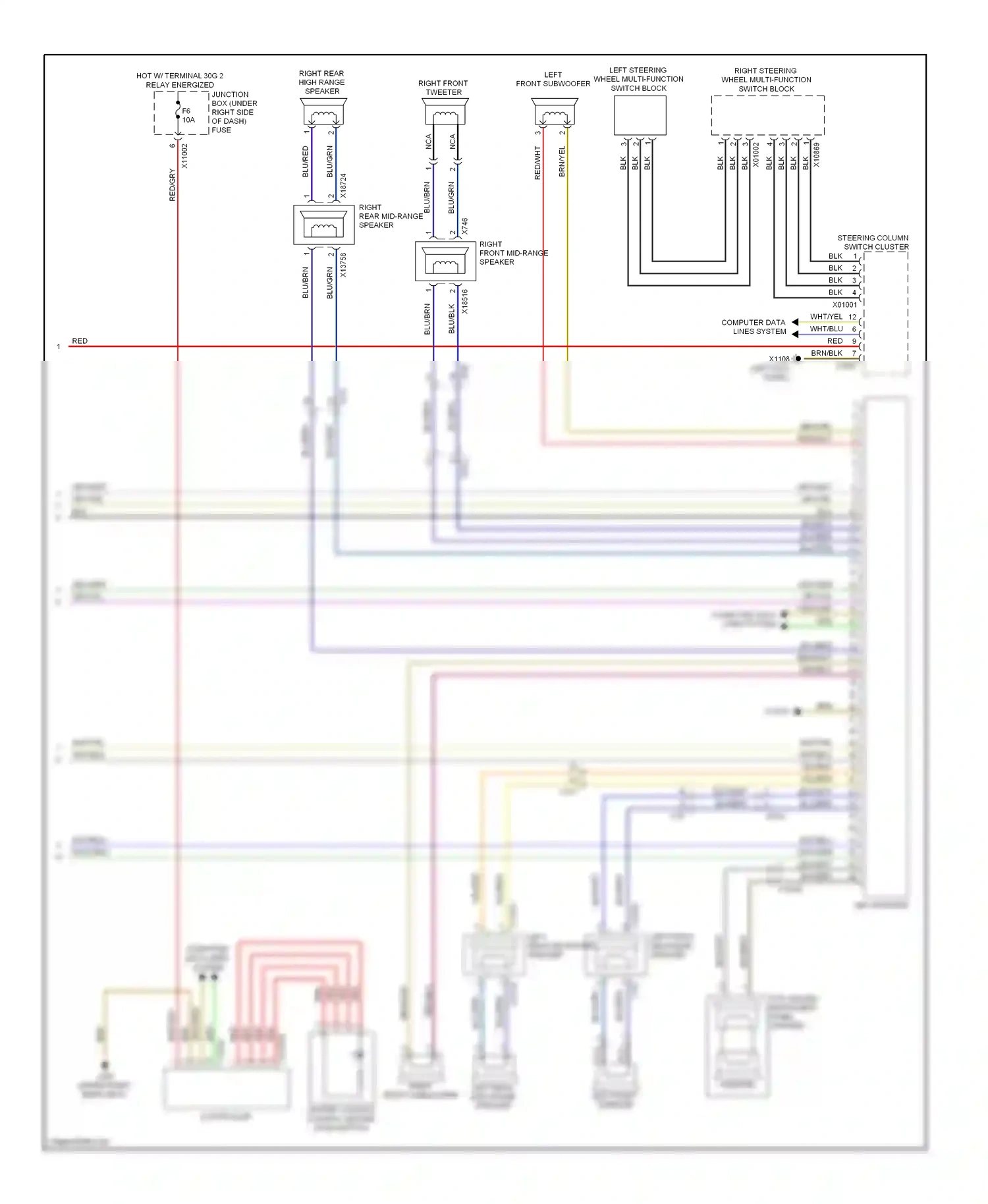 Wiring diagram right rear high range speaker for BMW X6 E71 (2007-2012) (2 of 6)
