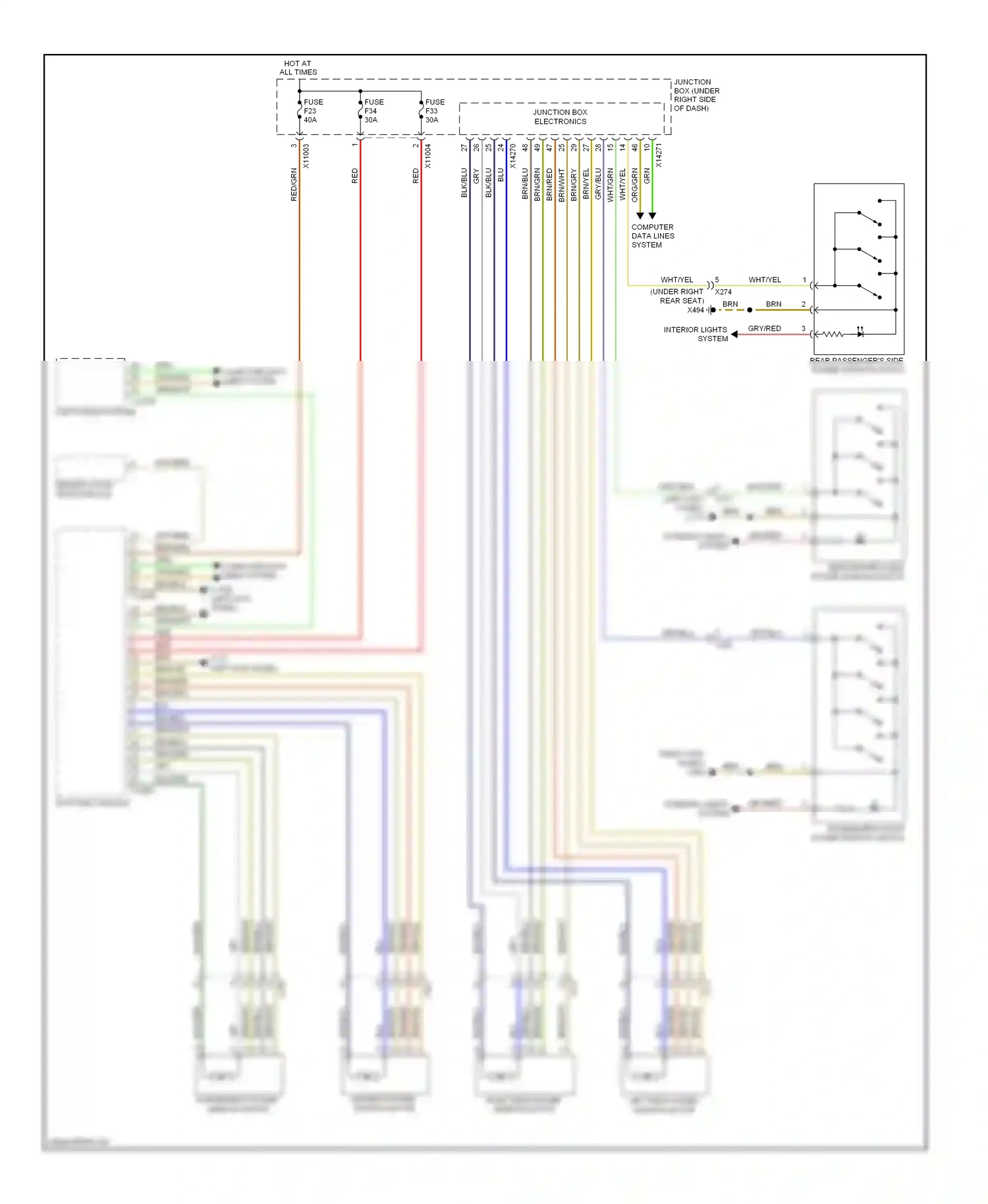 Wiring diagram right rear power for BMW X6 E71 (2007-2012) (1 of 1)