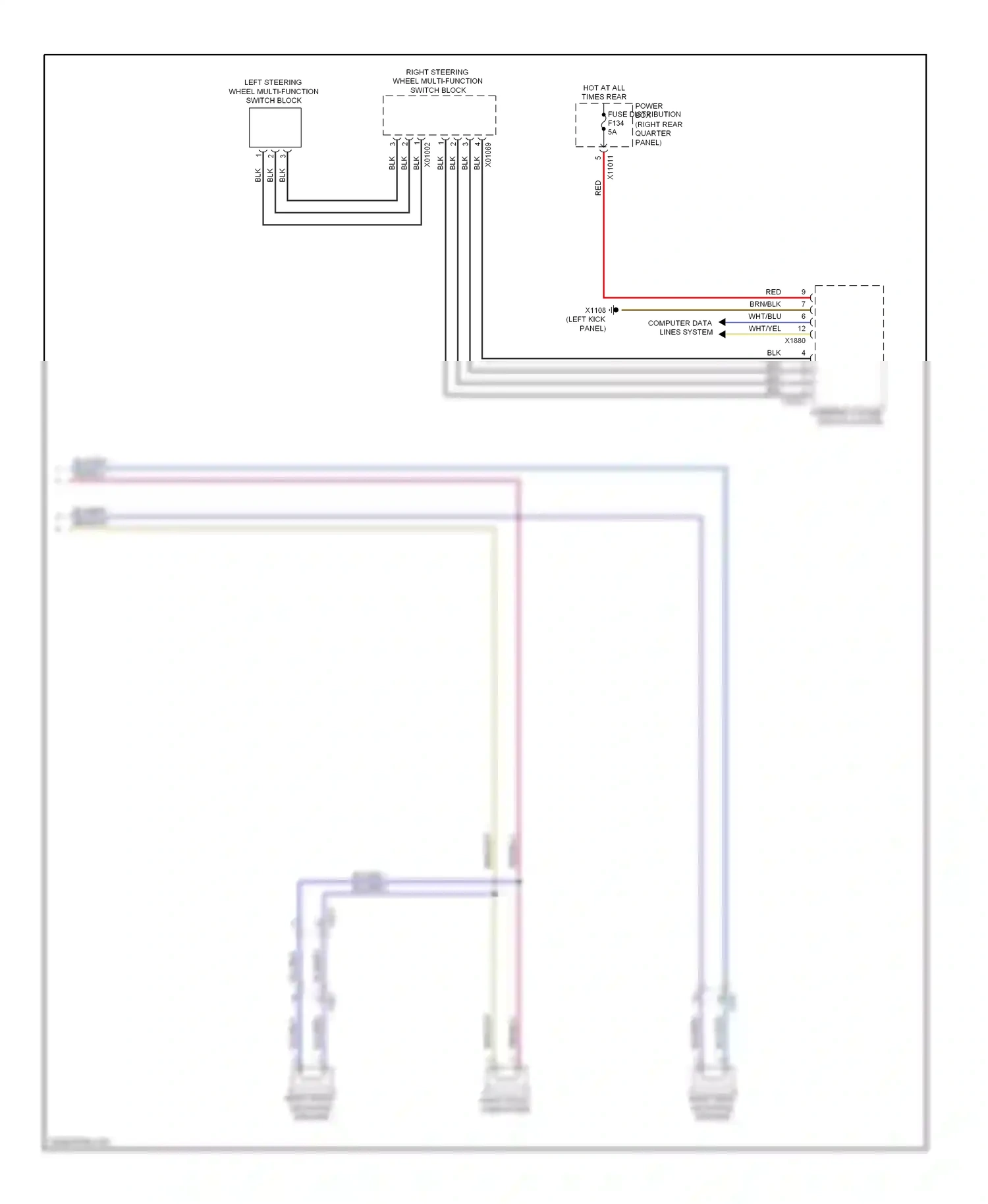 Wiring diagram right steering wheel multi-function switch block for BMW X6 E71 (2007-2012) (1 of 9)