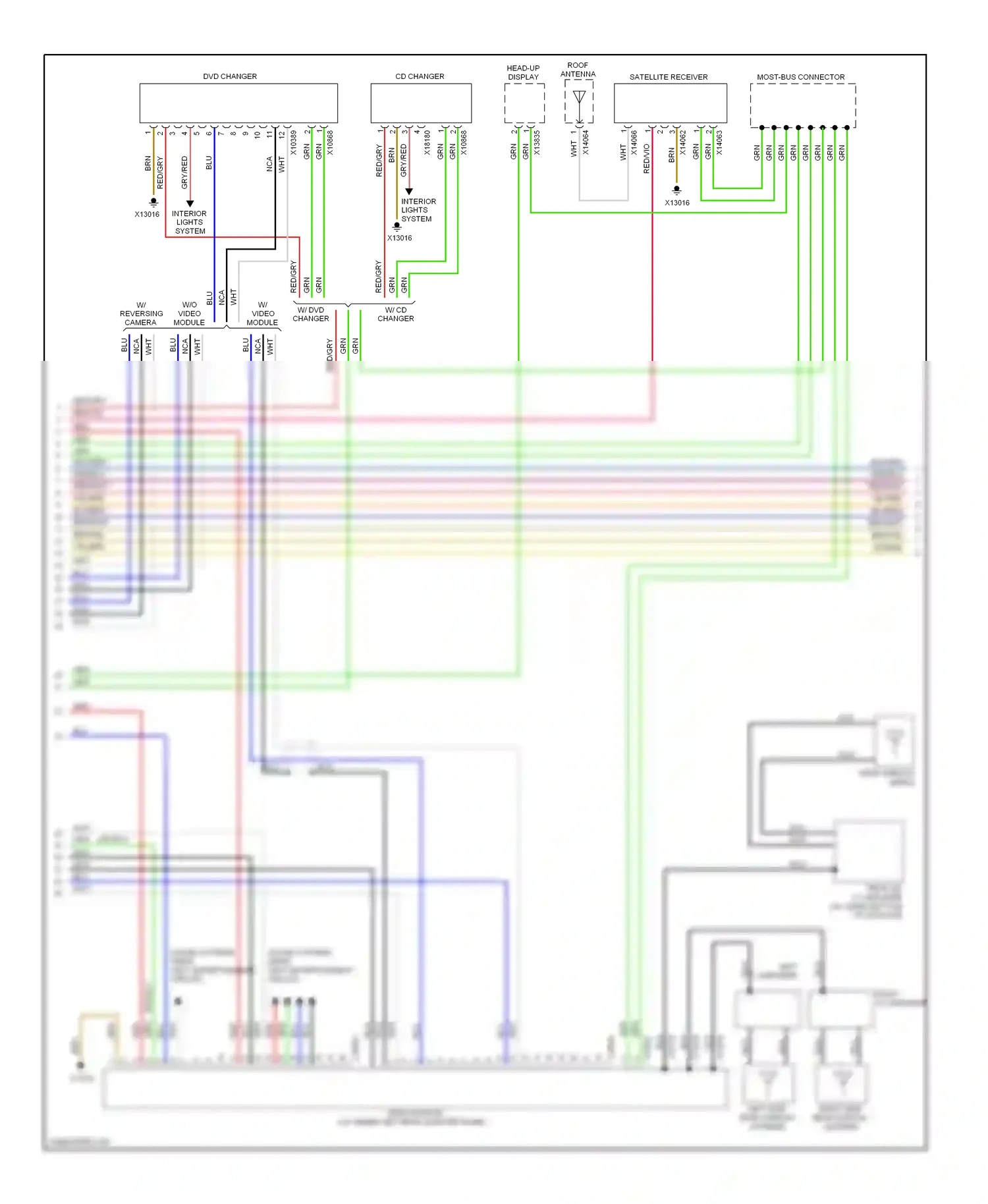 Wiring diagram w/ reversing camera for BMW X6 E71 (2007-2012) (1 of 2)