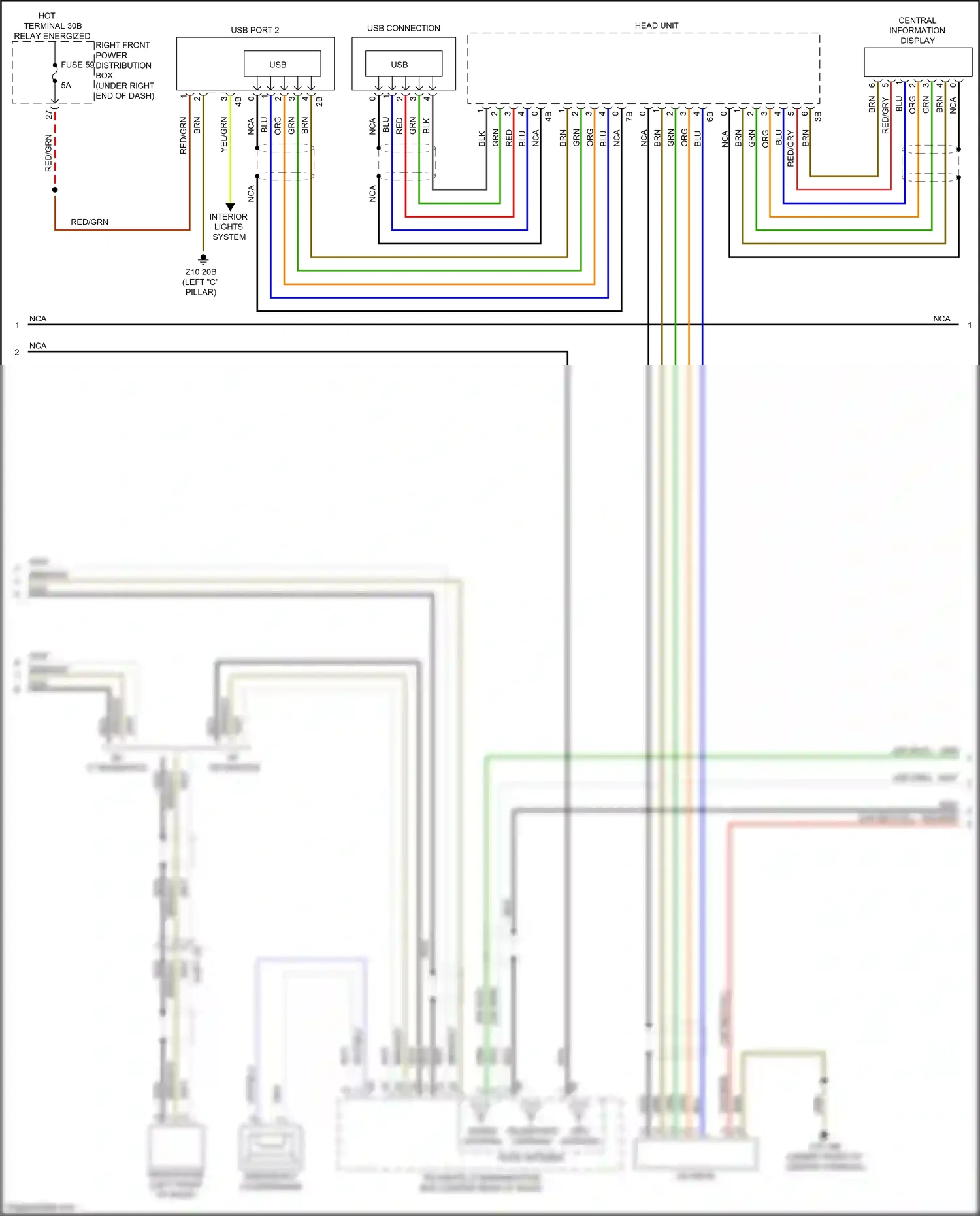 Wiring diagram central information display for BMW X6 G06 (2019-2023) (1 of 6)