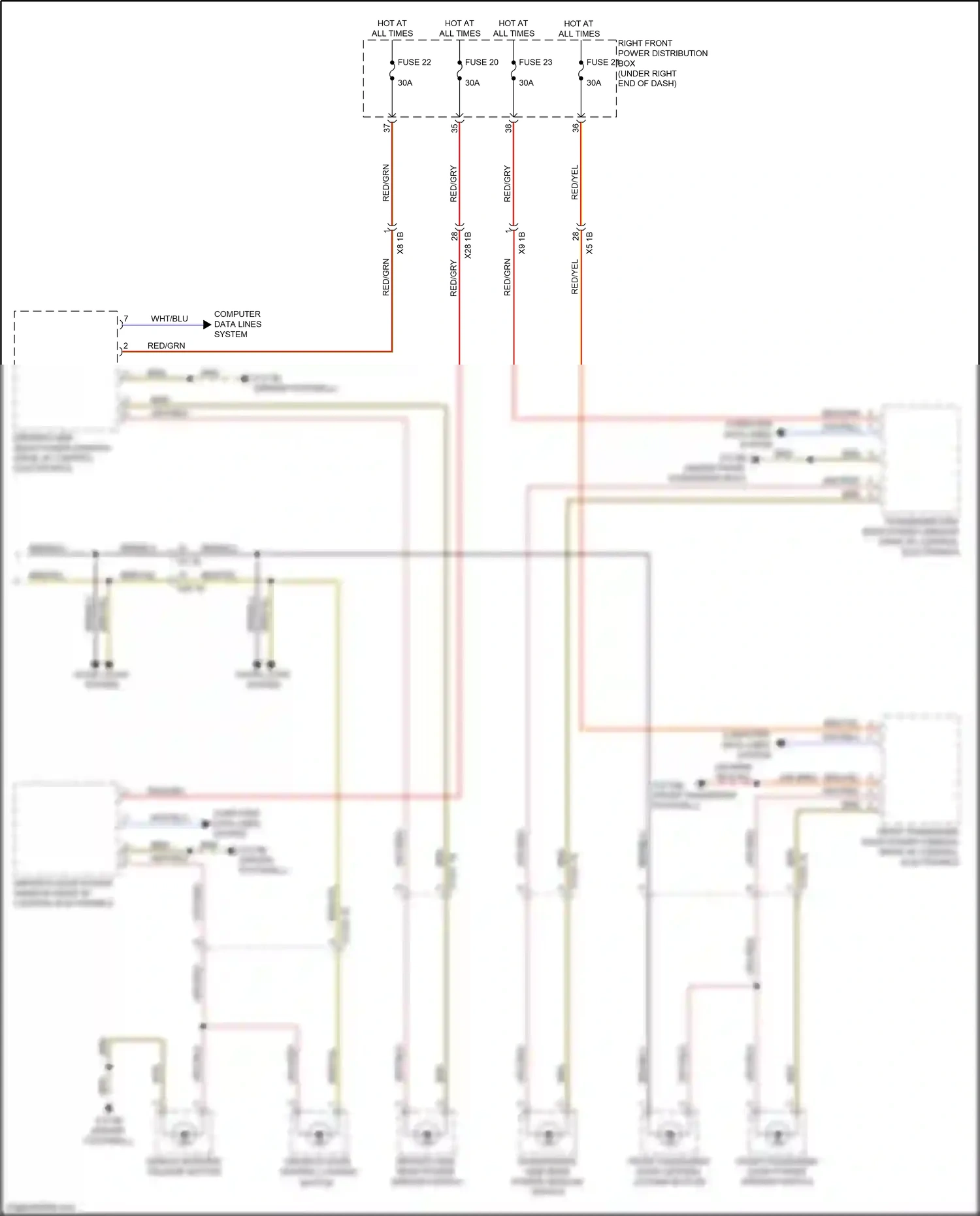 Wiring diagram driver's door central locking button for BMW X6 G06 (2019-2023) (2 of 3)