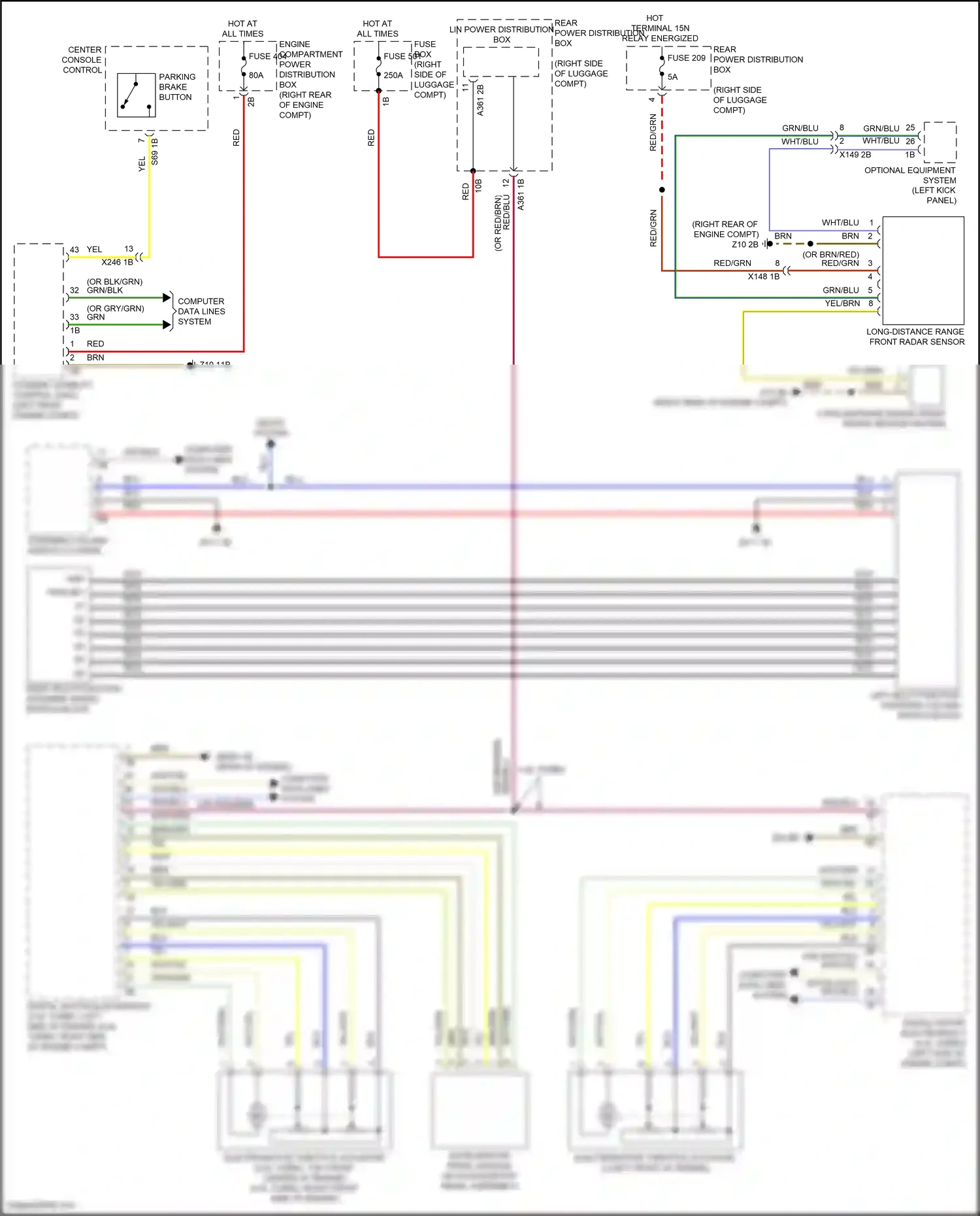 Wiring diagram long- distance range front radar sensor heating for BMW X6 G06 (2019-2023) (2 of 3)