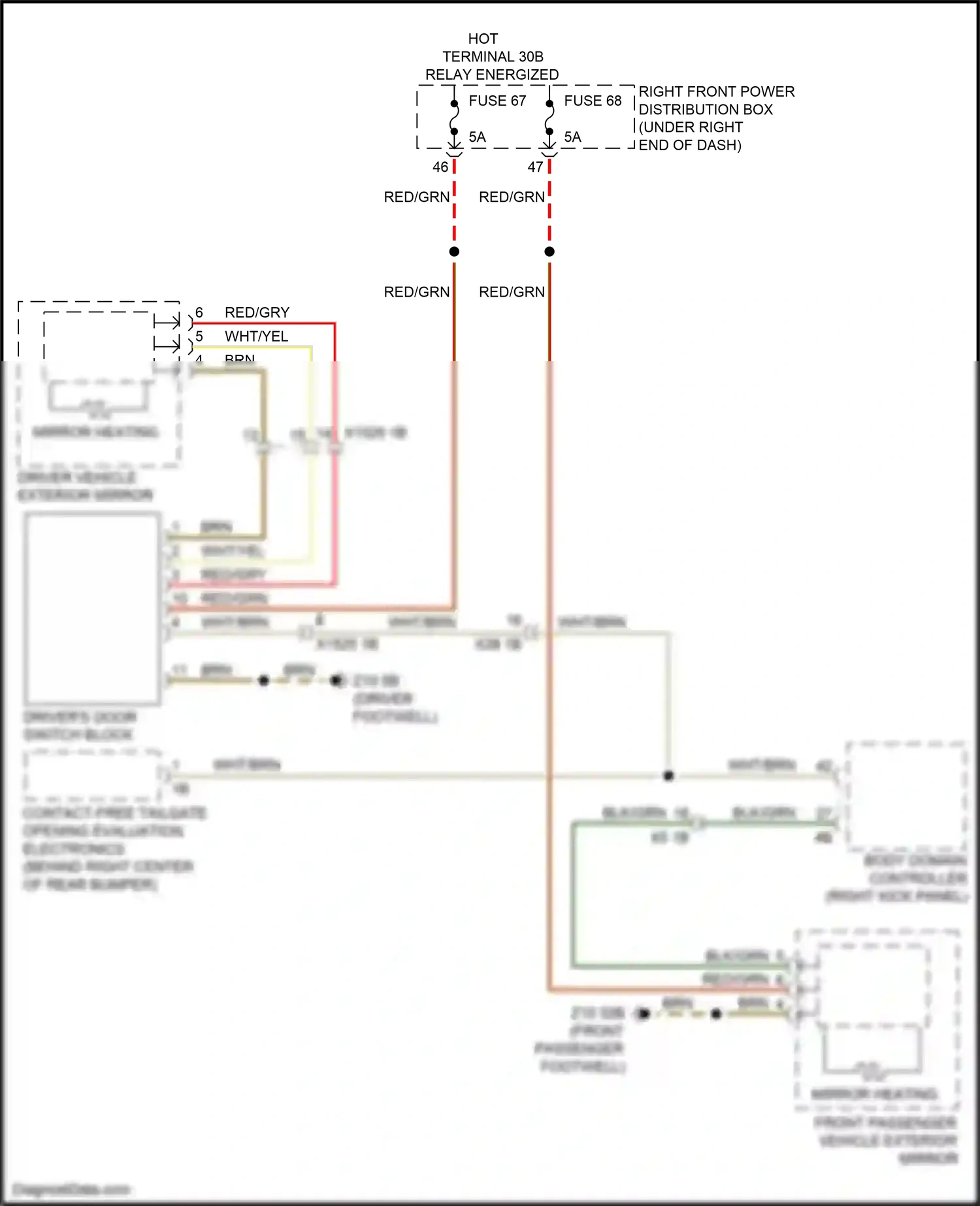 Wiring diagram mirror heating for BMW X6 G06 (2019-2023) (1 of 3)