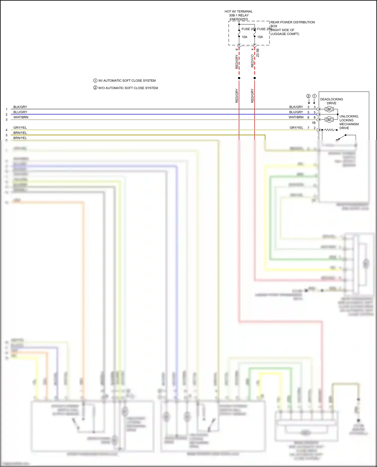 Wiring diagram w/o automatic soft close system for BMW X6 G06 (2019-2023) (3 of 6)