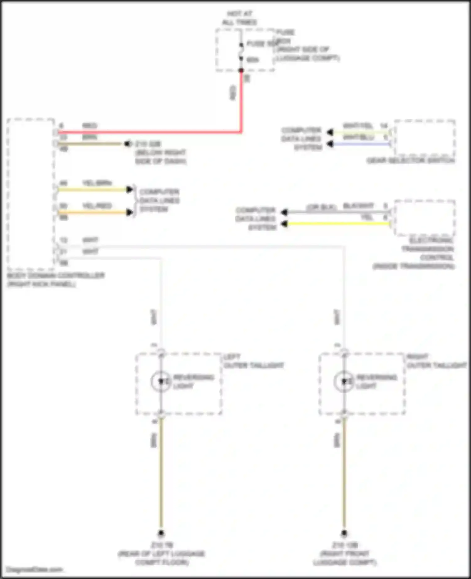 X7 BMW G07 facelift (2022-2024): Backup lamps circuit