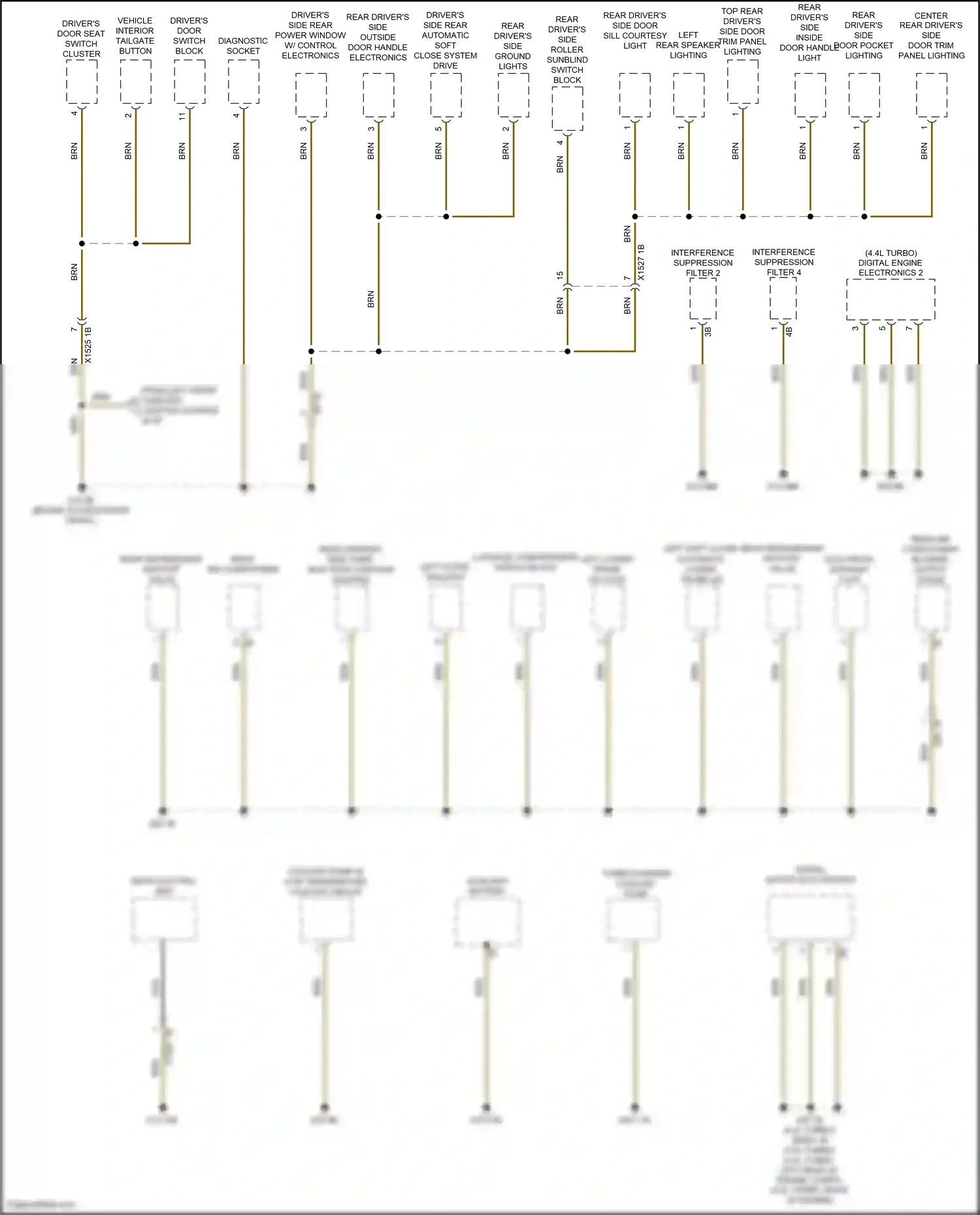 BMW X7 G07 (2018-2022) interference suppression filter 4 wiring diagram  (1 of 2)