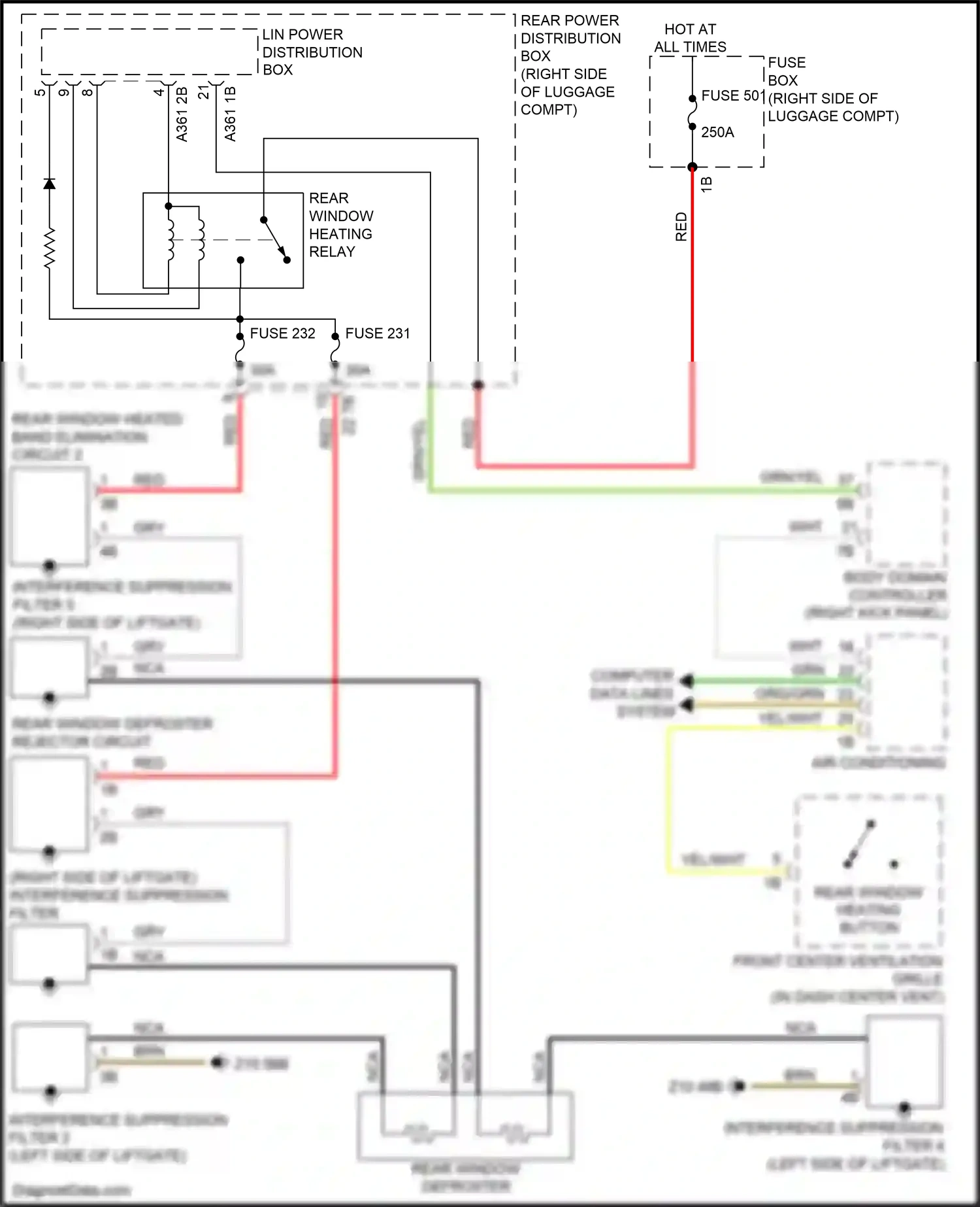 BMW X7 G07 (2018-2022) interference suppression filter 4 wiring diagram  (2 of 2)