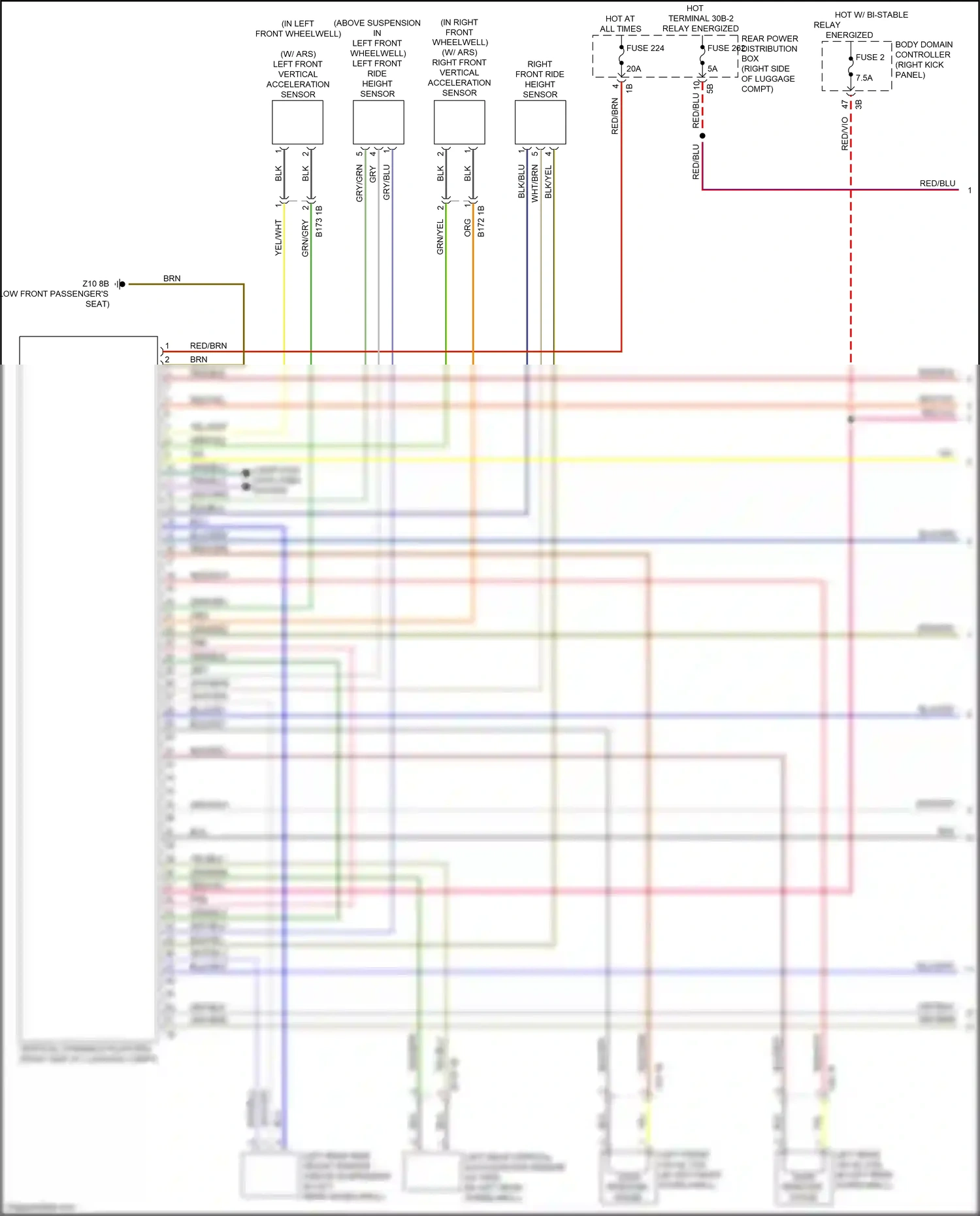 BMW X7 G07 (2018-2022) left front vertical-acceleration sensor wiring diagram  (1 of 1)
