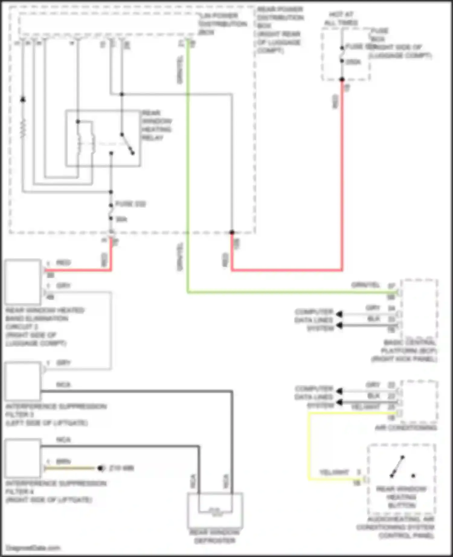 XM BMW G09 (2022-2024): Rear defogger circuit