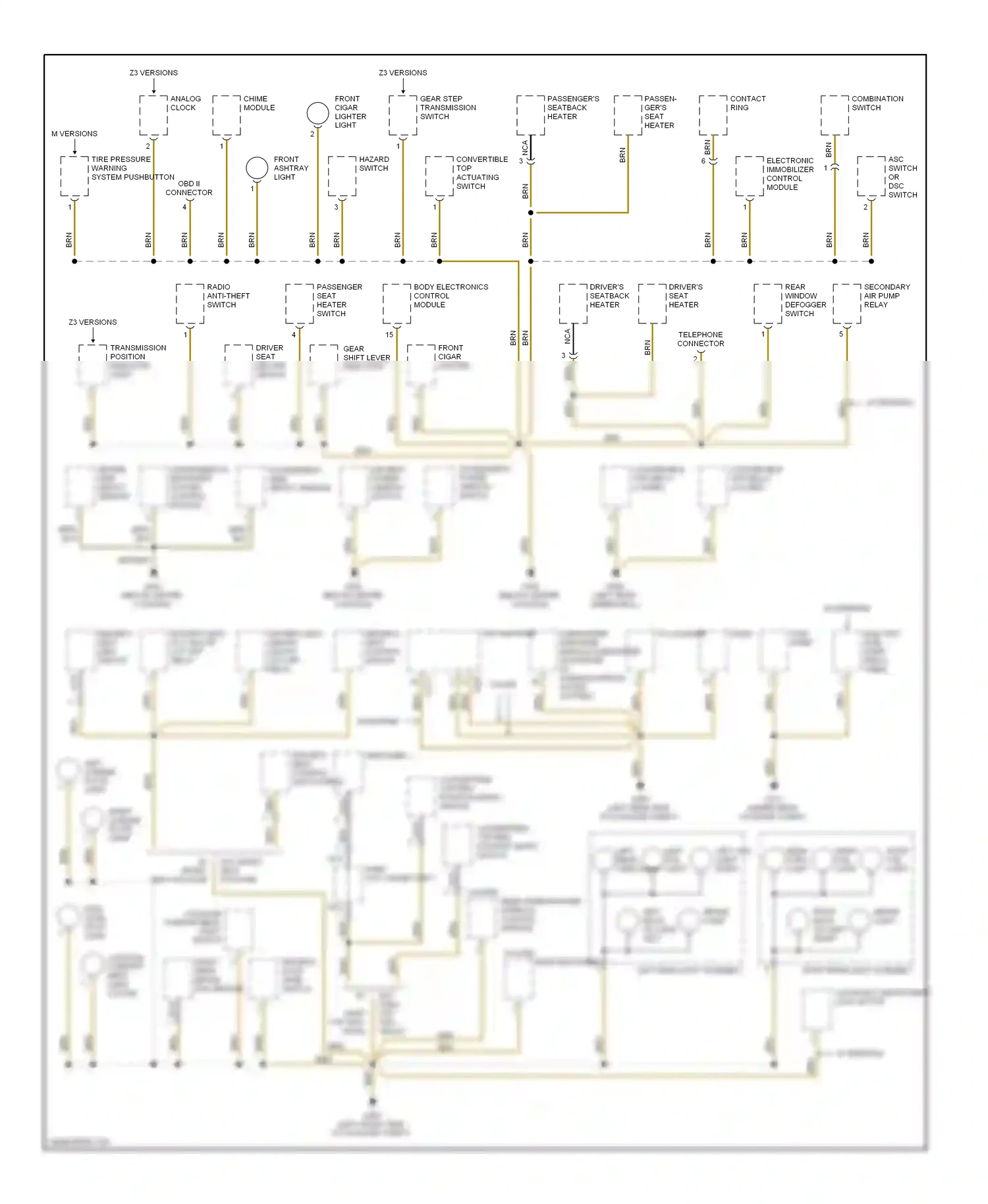 Wiring diagram front cigar lighter for BMW Z3 E36 facelift (2000-2002) (1 of 2)