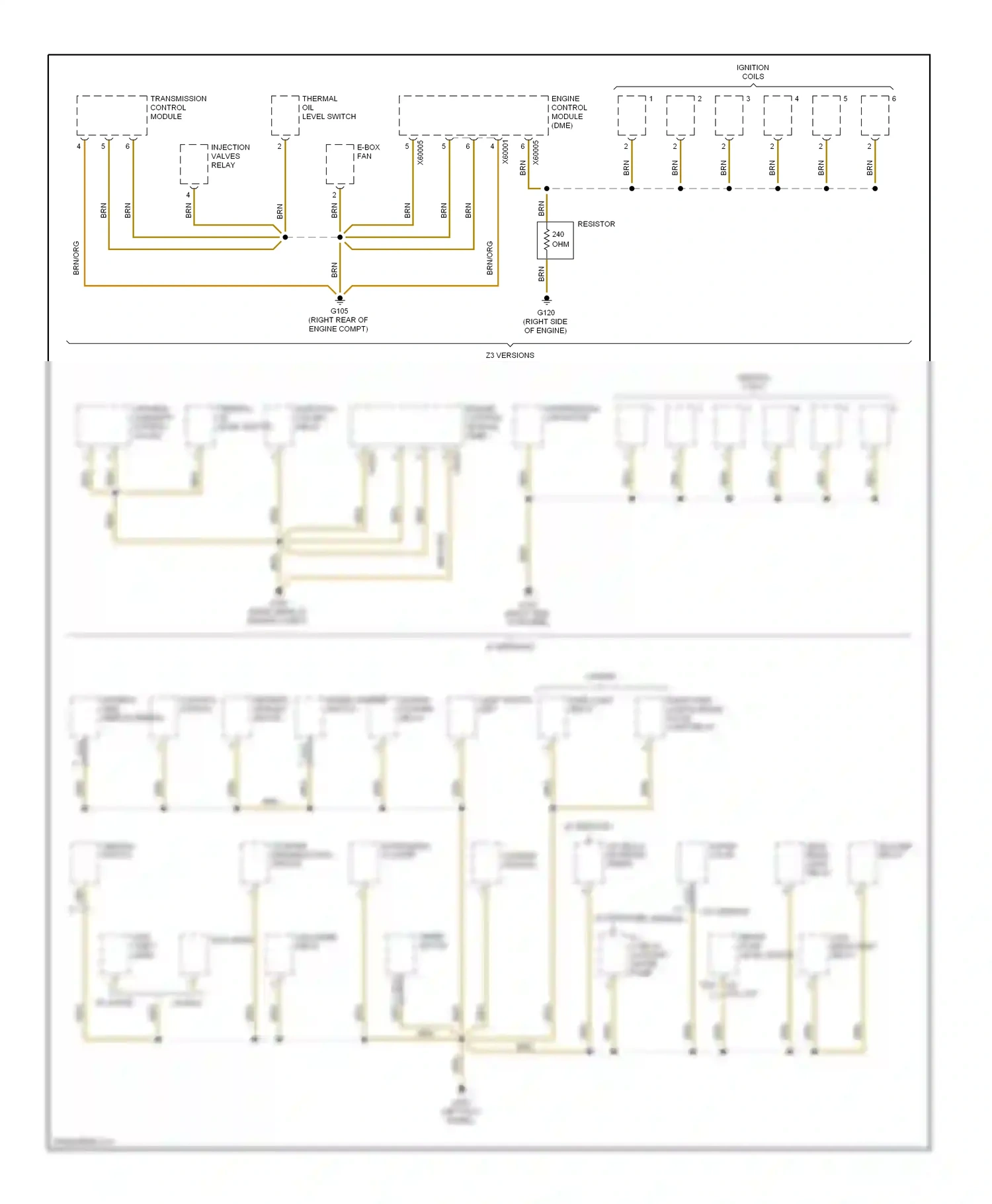 BMW Z3 E36 facelift (2000-2002) (left kick panel) wiring diagram  (7 of 21)